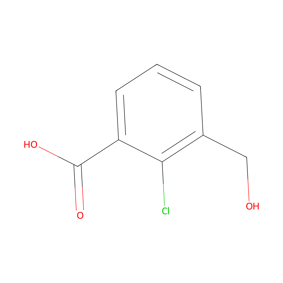 2-Chloro-3-(hydroxymethyl)benzoic acid molecular structure, CAS 1187238-13-6