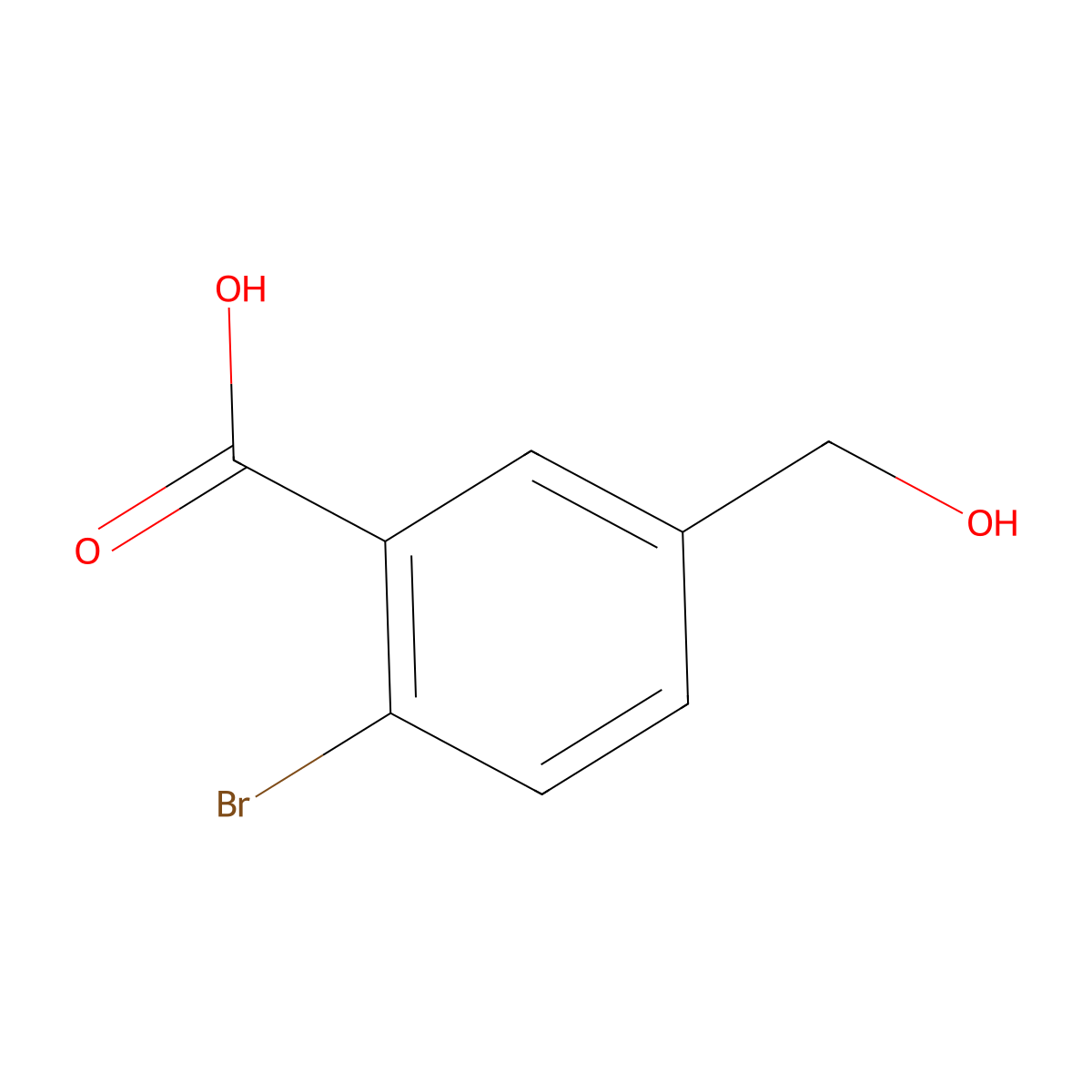 2-Bromo-5-(hydroxymethyl)benzoic acid molecular structure, CAS 1187238-21-6
