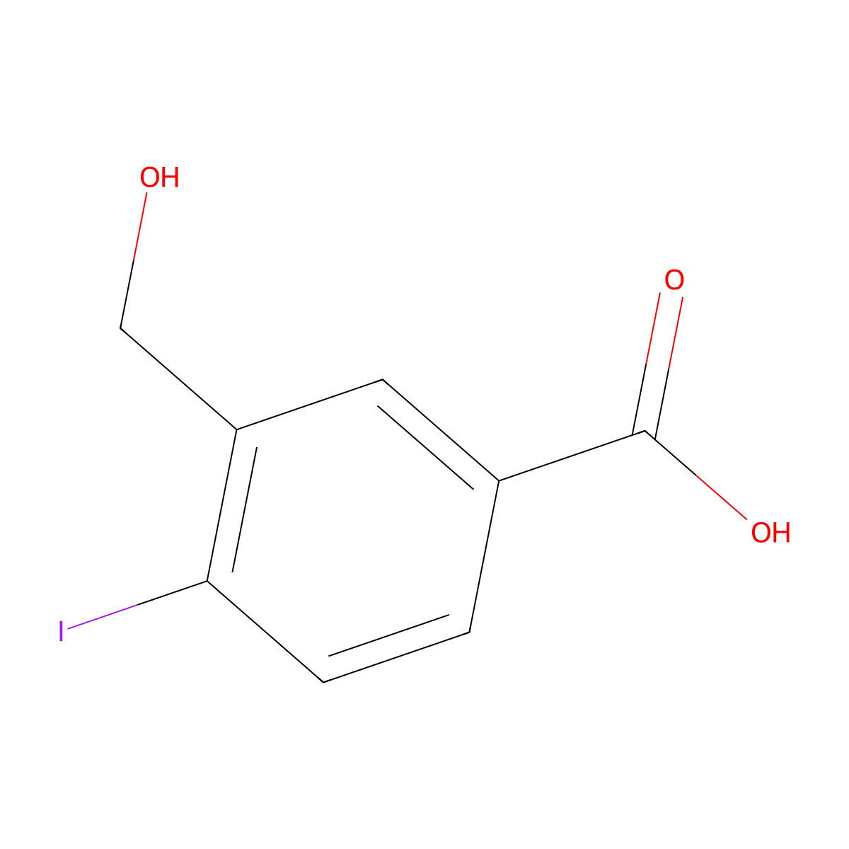 3-(Hydroxymethyl)-4-iodobenzoic acid molecular structure, CAS 1187238-25-0