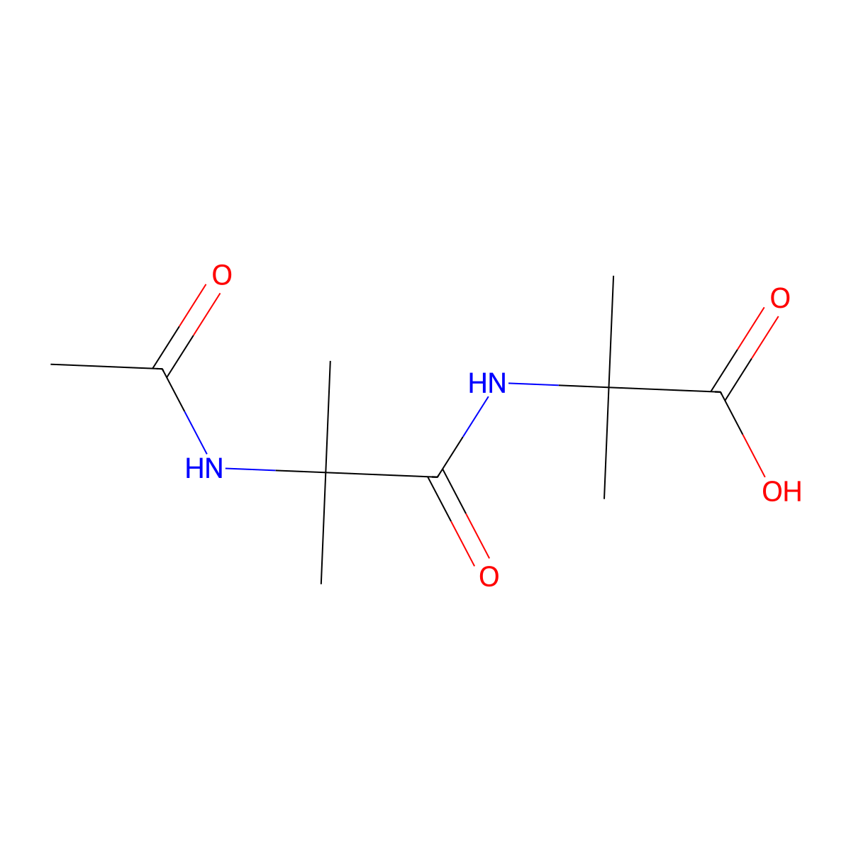 2-(2-Acetamido-2-methylpropanamido)-2-methylpropanoic acid molecular structure, CAS 118724-99-5
