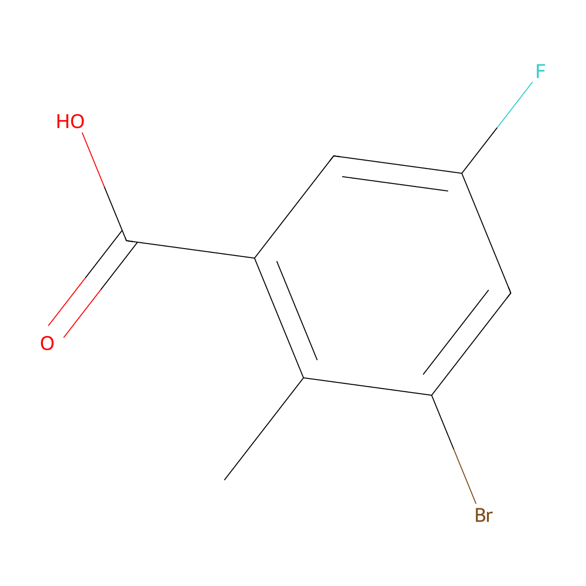 3-Bromo-5-fluoro-2-methylbenzoic acid molecular structure, CAS 1187318-52-0