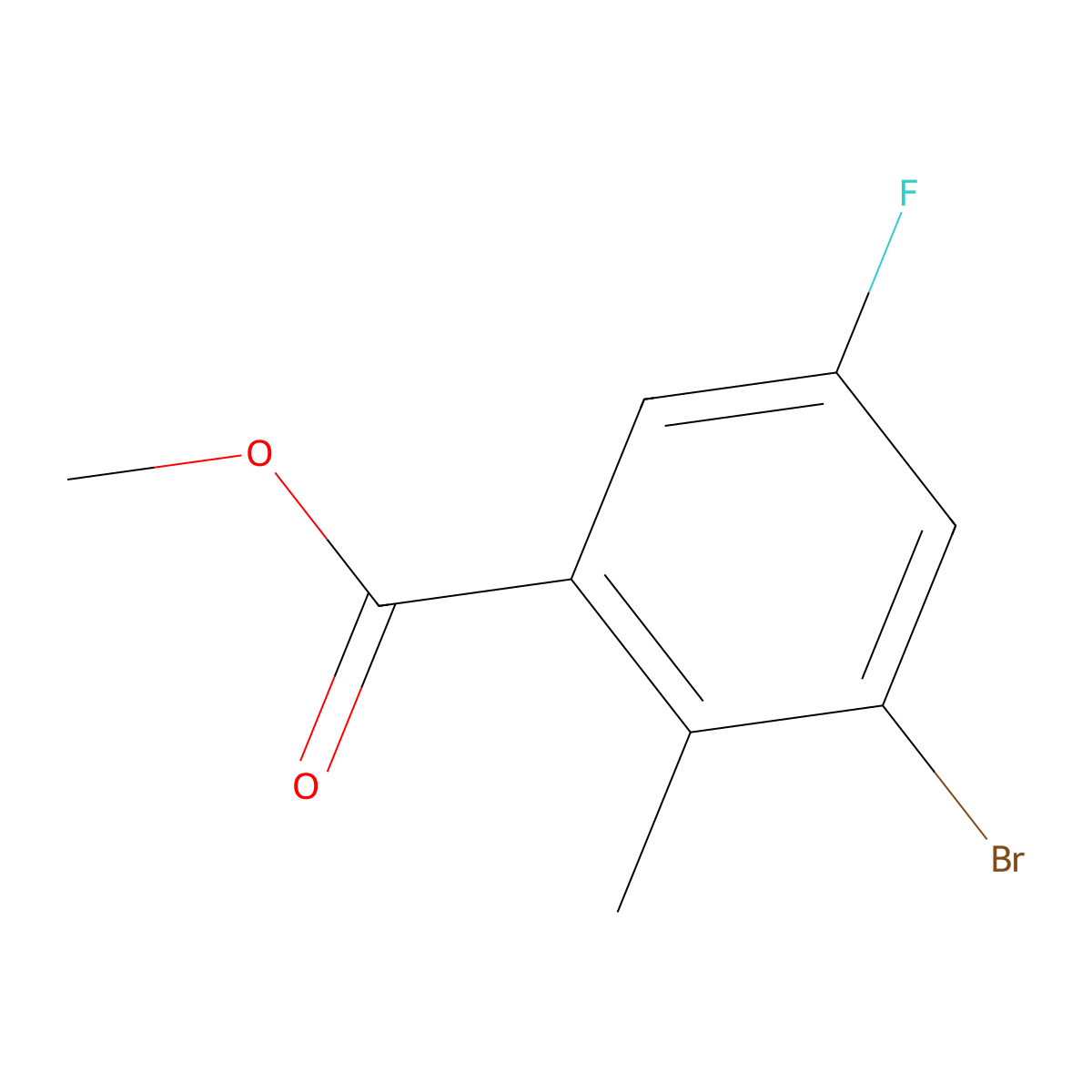 Methyl 3-bromo-5-fluoro-2-methylbenzoate molecular structure, CAS 1187318-53-1