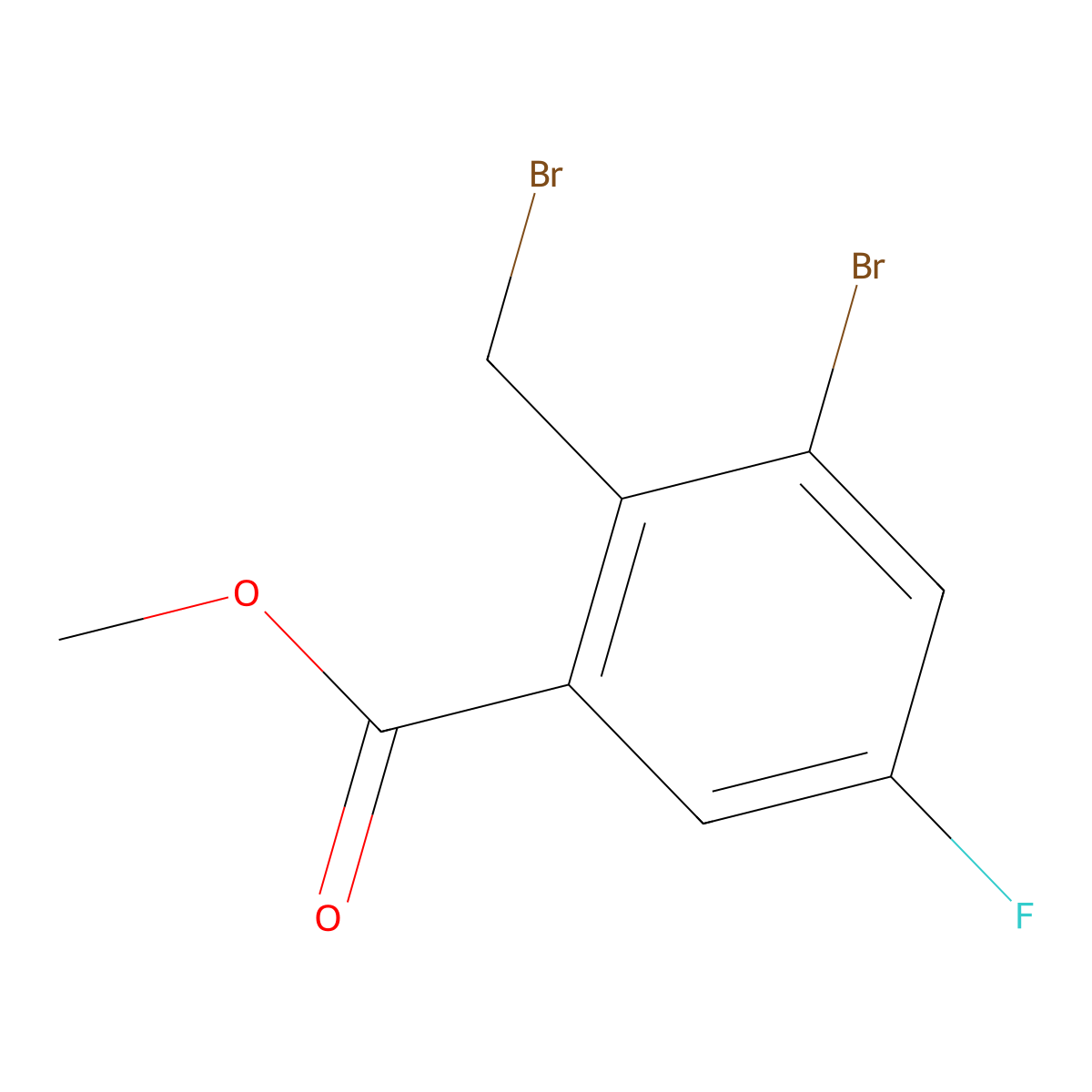 Methyl 3-bromo-2-(bromomethyl)-5-fluorobenzoate molecular structure, CAS 1187318-54-2