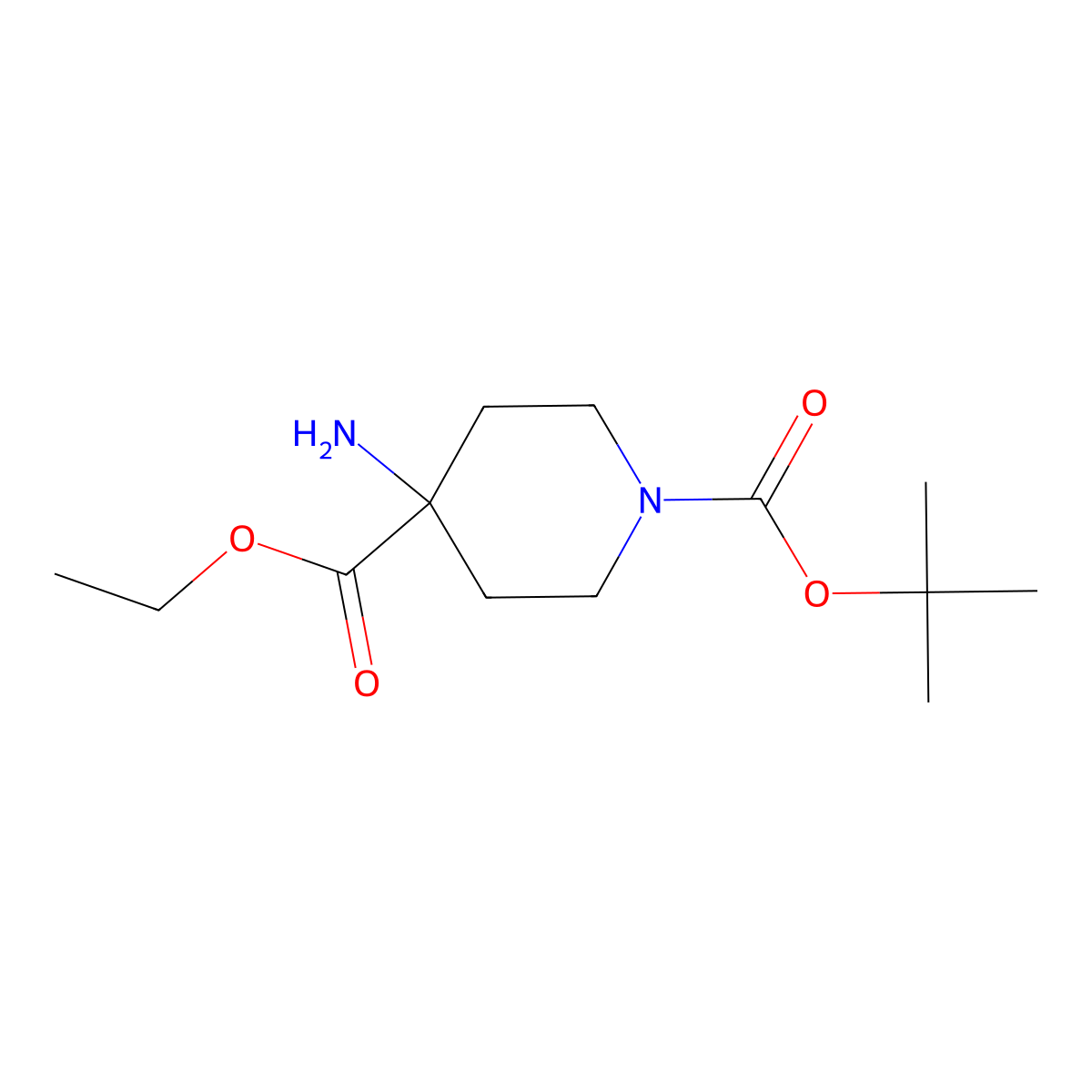 1-tert-Butyl 4-ethyl 4-aminopiperidine-1,4-dicarboxylate molecular structure, CAS 1187321-32-9