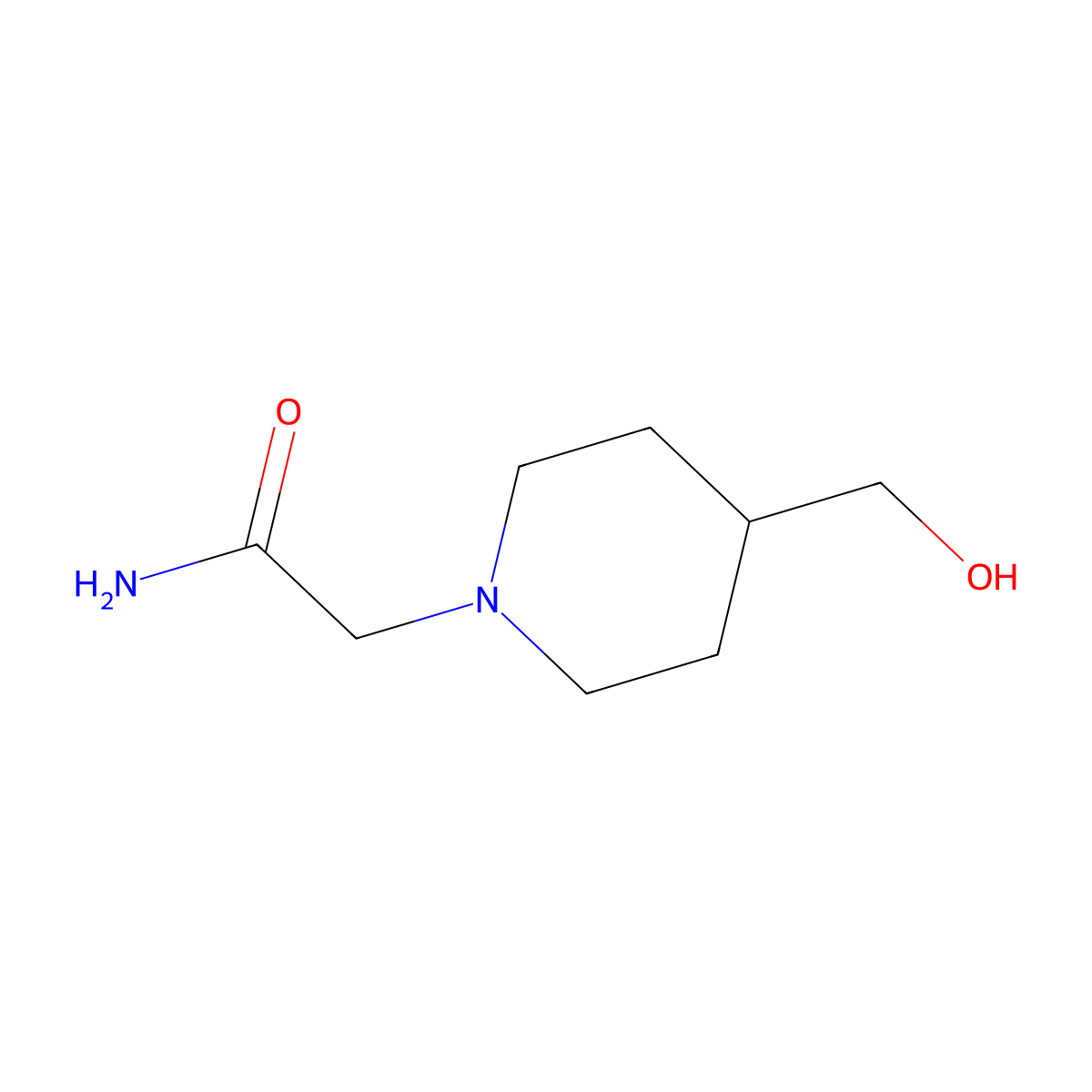 2-[4-(Hydroxymethyl)piperidin-1-yl]acetamide molecular structure, CAS 1187326-14-2