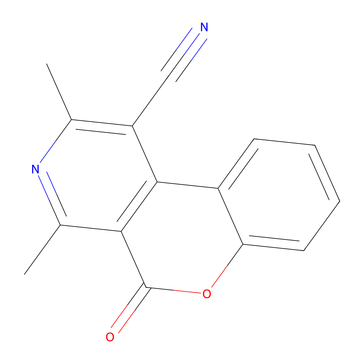 2,4-dimethyl-5-oxo-5H-chromeno[3,4-c]pyridine-1-carbonitrile molecular structure, CAS 118733-99-6