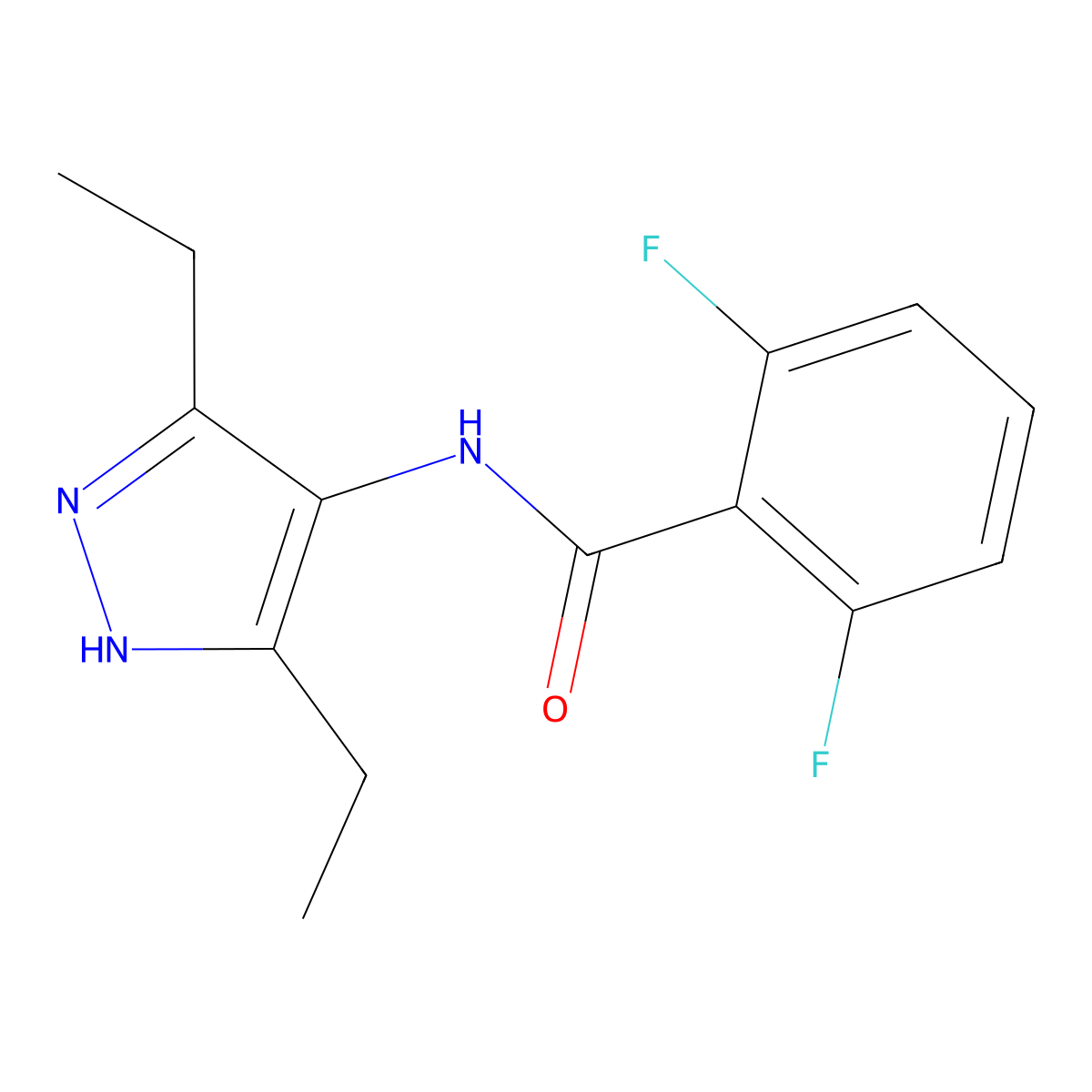 N-(3,5-diethyl-1H-pyrazol-4-yl)-2,6-difluorobenzamide molecular structure, CAS 1187330-75-1