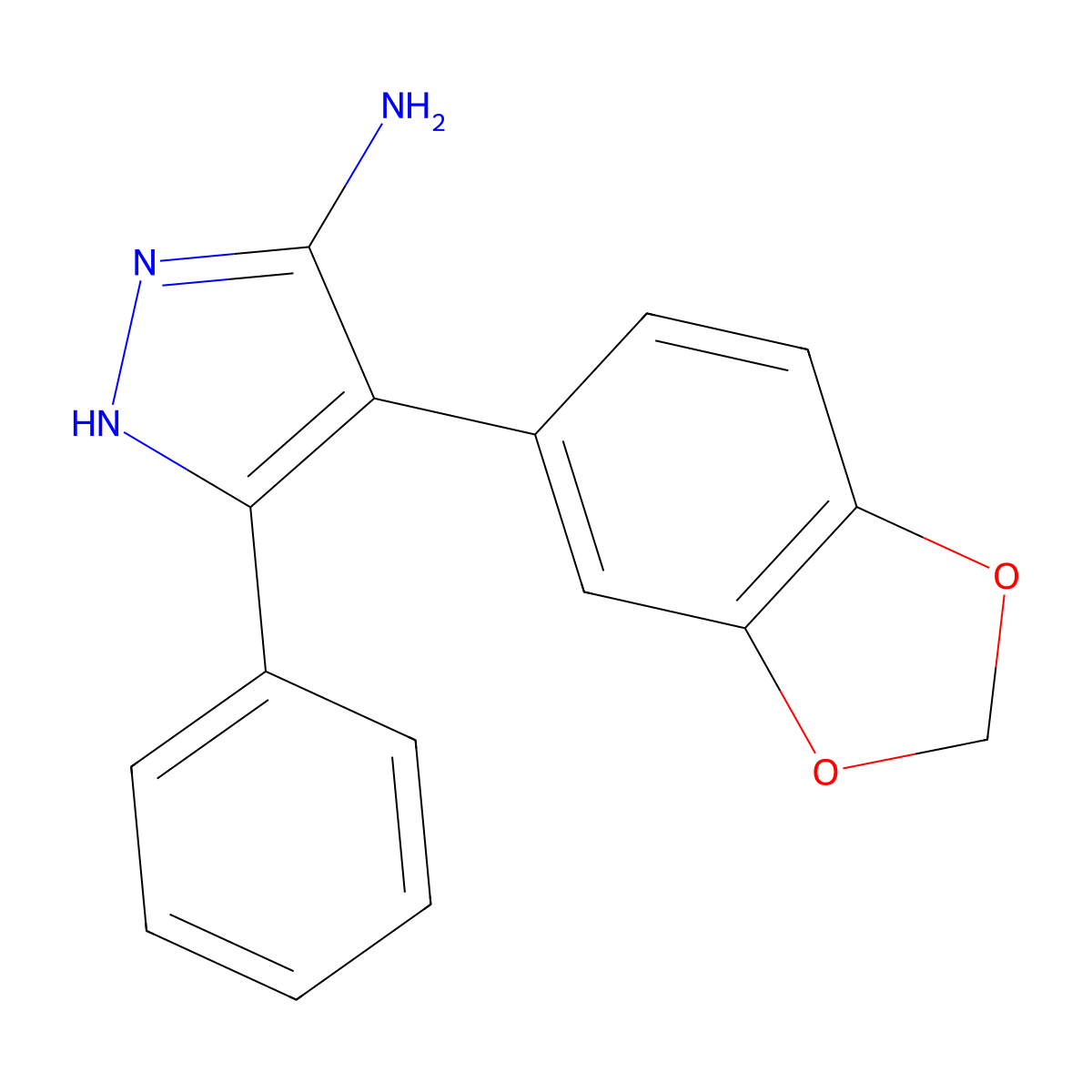 4-(2H-1,3-benzodioxol-5-yl)-3-phenyl-1H-pyrazol-5-amine molecular structure, CAS 1187334-25-3