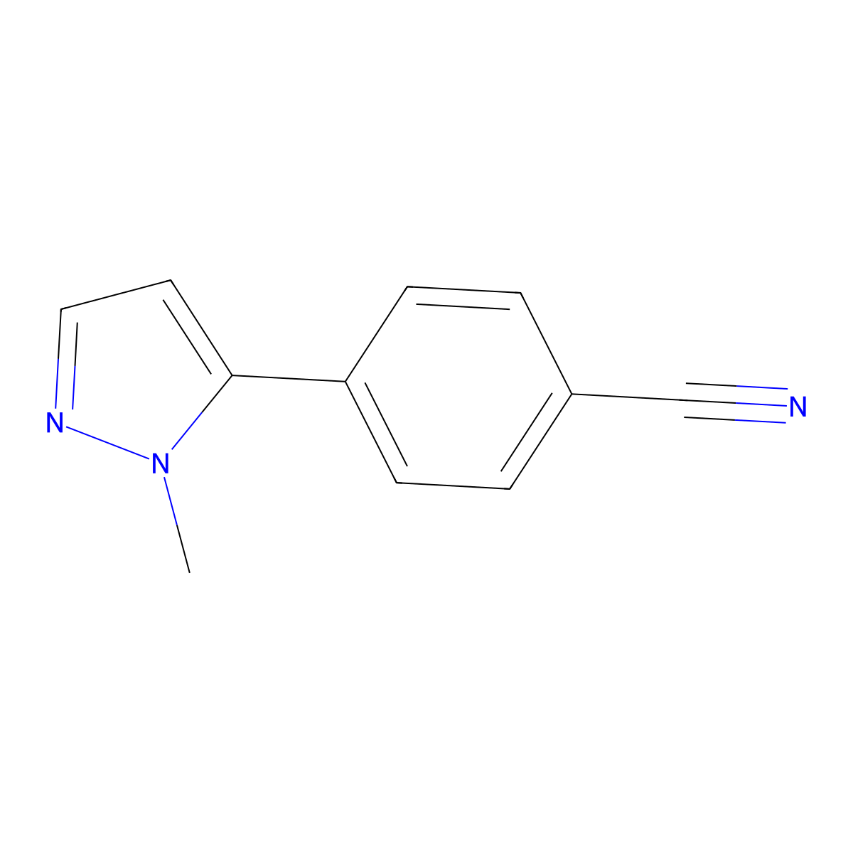4-(1-methyl-1H-pyrazol-5-yl)benzonitrile molecular structure, CAS 1187334-93-5
