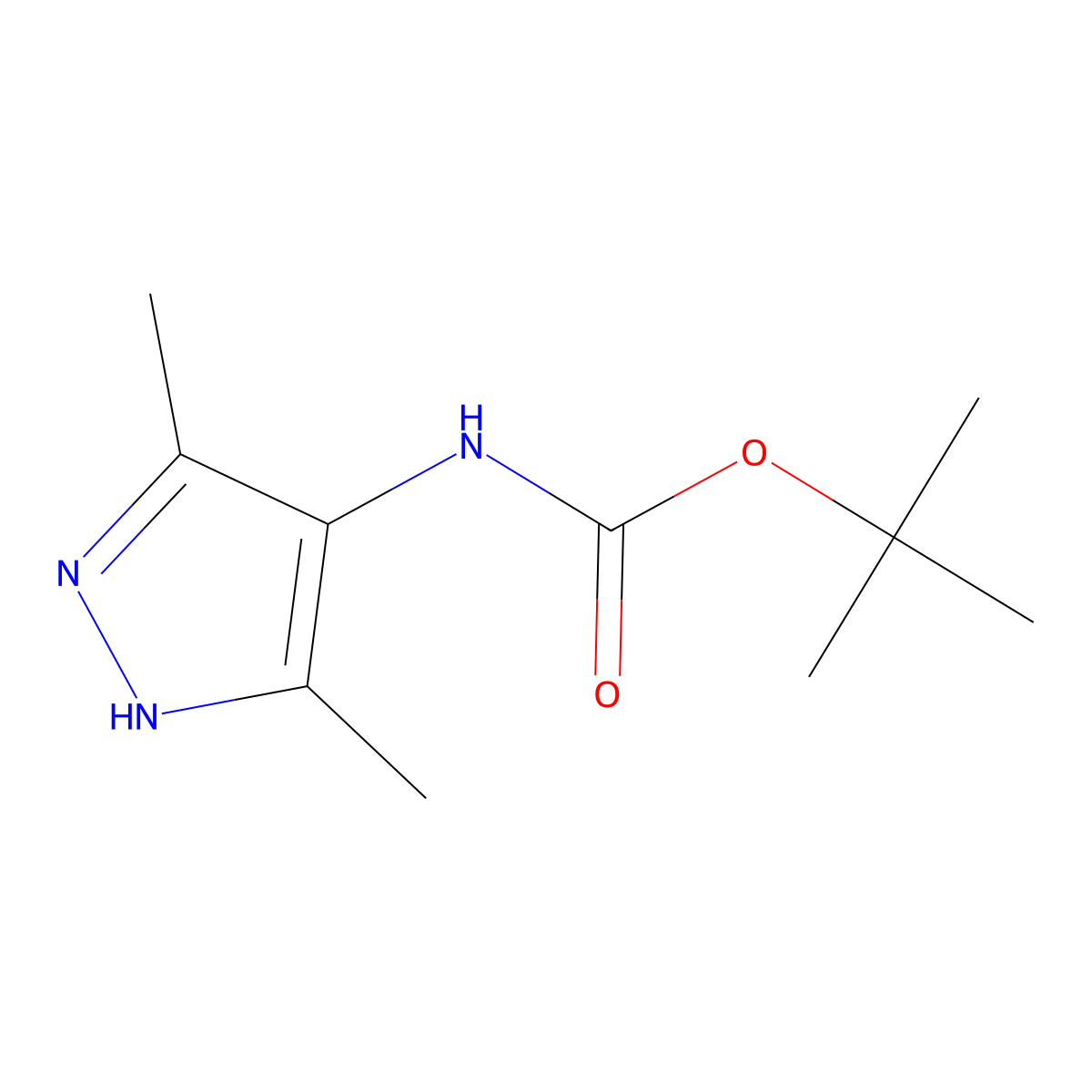tert-butyl N-(3,5-dimethyl-1H-pyrazol-4-yl)carbamate molecular structure, CAS 1187341-03-2