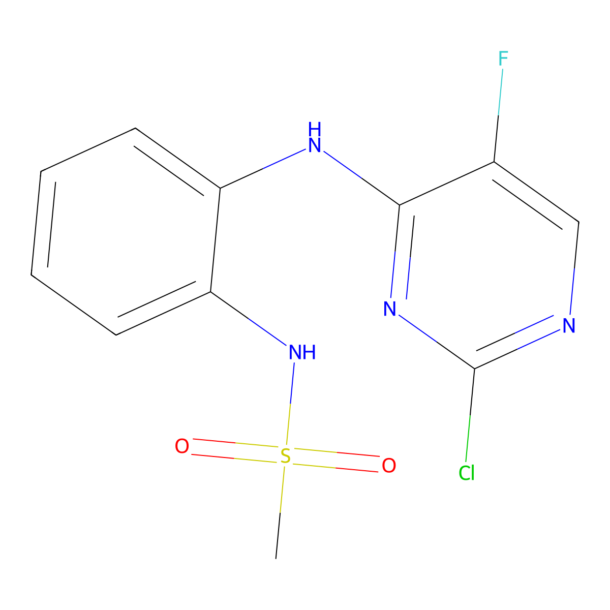 N-(2-(2-chloro-5-fluoropyrimidin-4-ylamino)phenyl)methanesulfonamide molecular structure, CAS 1187344-30-4