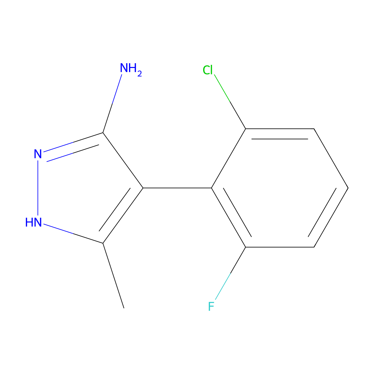 4-(2-chloro-6-fluorophenyl)-3-methyl-1H-pyrazol-5-amine molecular structure, CAS 1187347-63-2