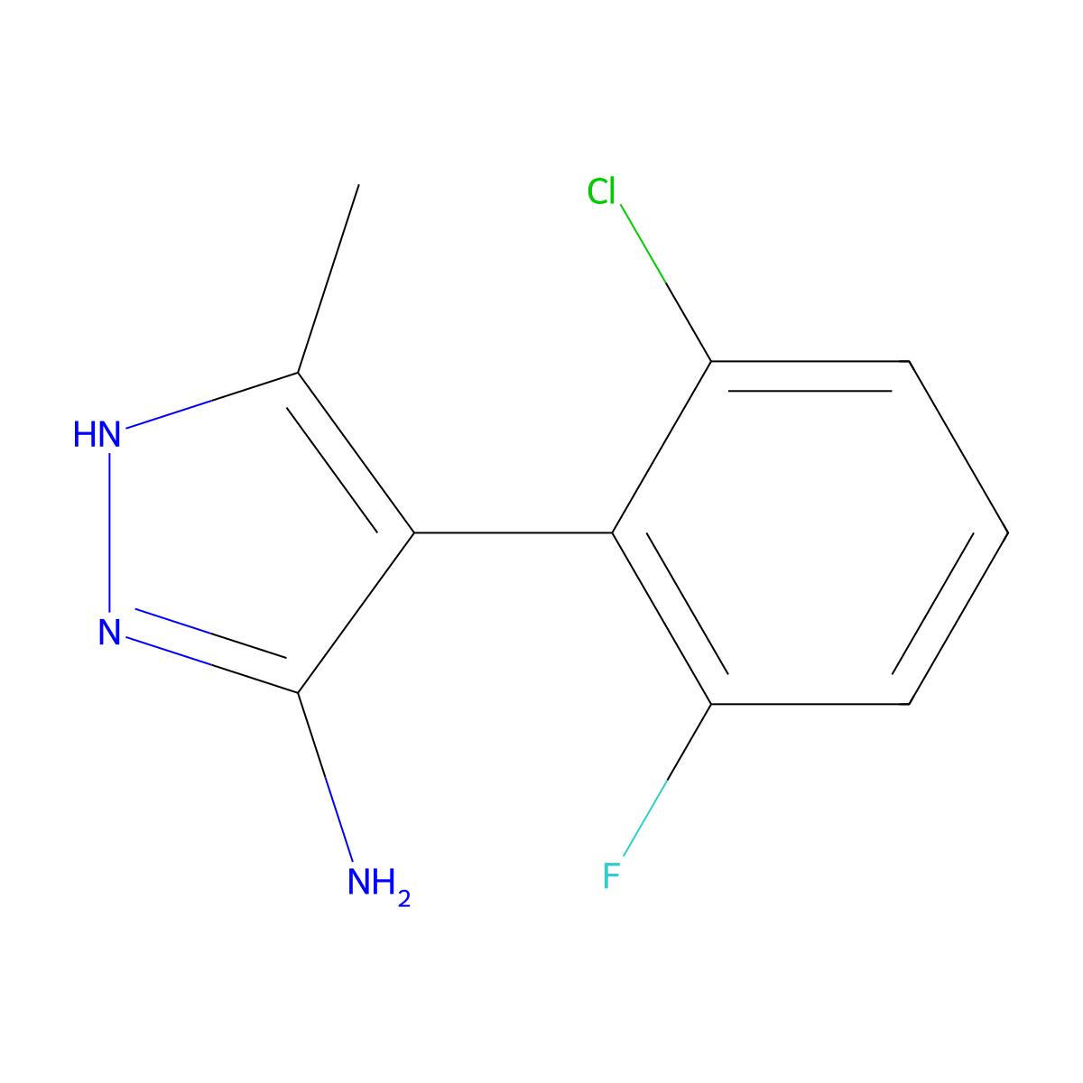 4-(2-chloro-6-fluorophenyl)-3-methyl-1H-pyrazol-5-amine molecular structure, CAS 1187347-63-2