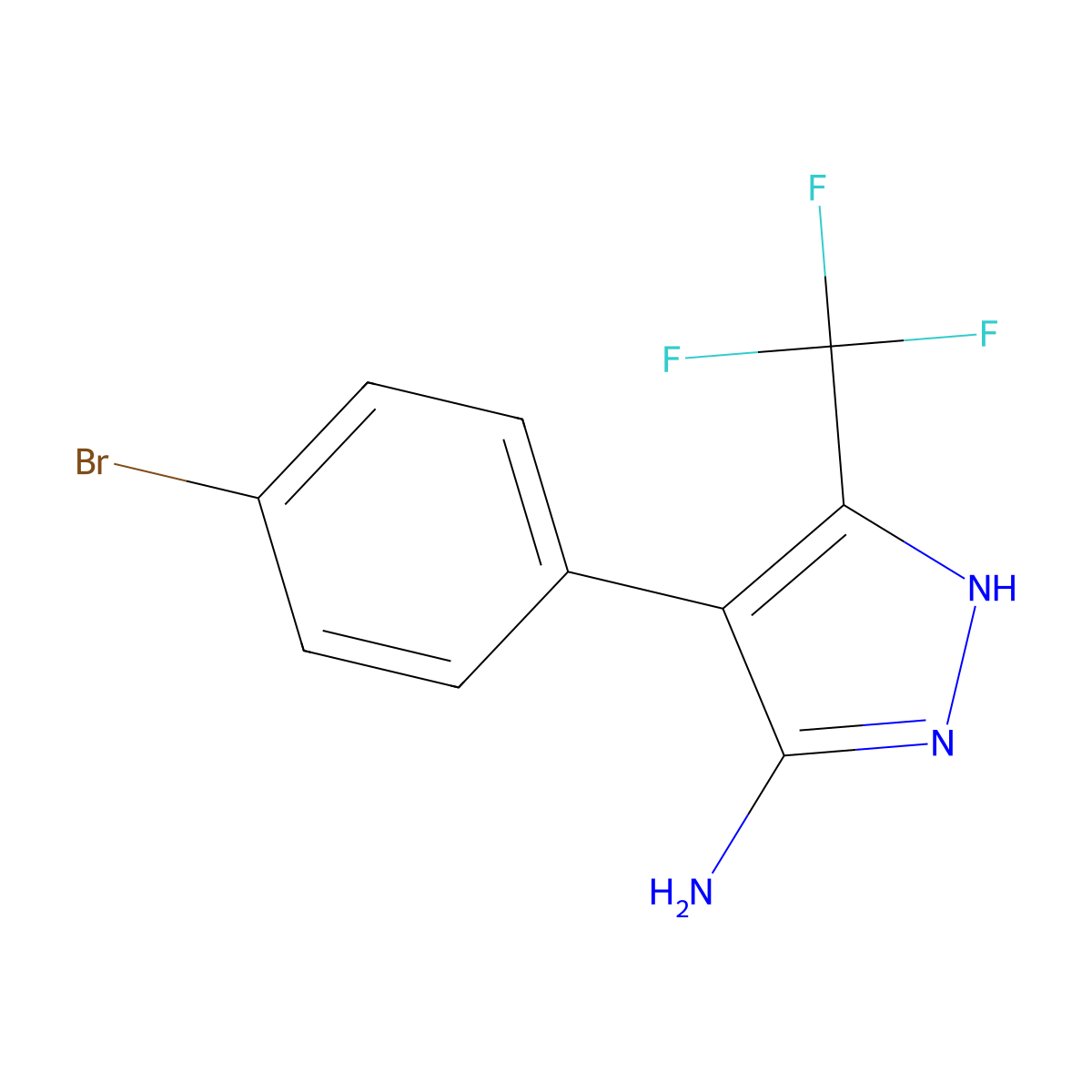 4-(4-Bromophenyl)-3-(trifluoromethyl)-1h-pyrazol-5-amine molecular structure, CAS 1187347-85-8