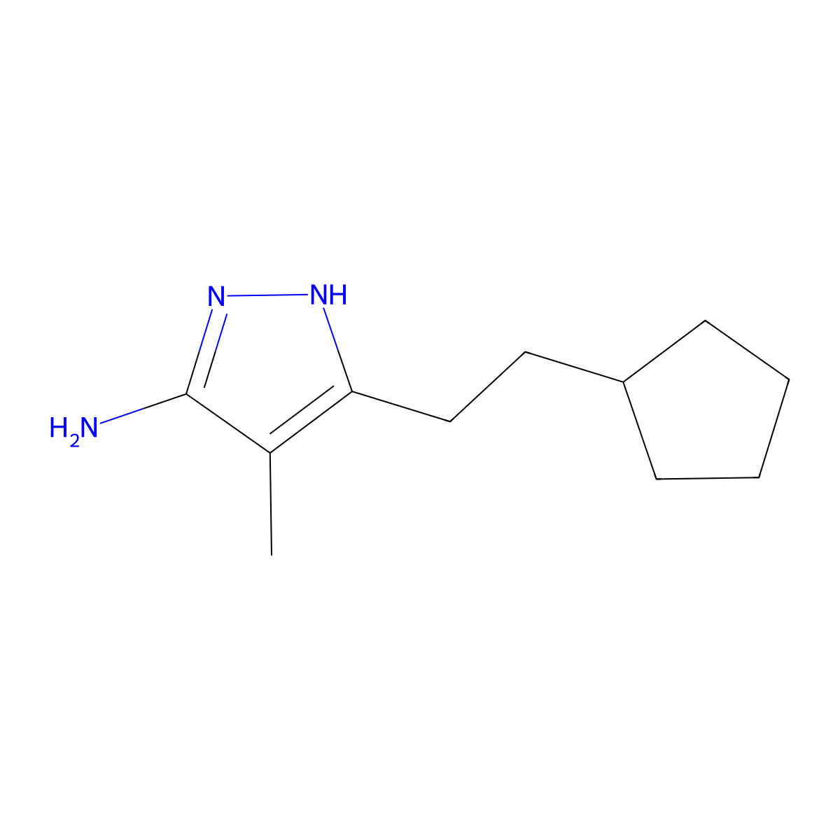 3-(2-Cyclopentylethyl)-4-methyl-1H-pyrazol-5-amine molecular structure, CAS 1187348-87-3
