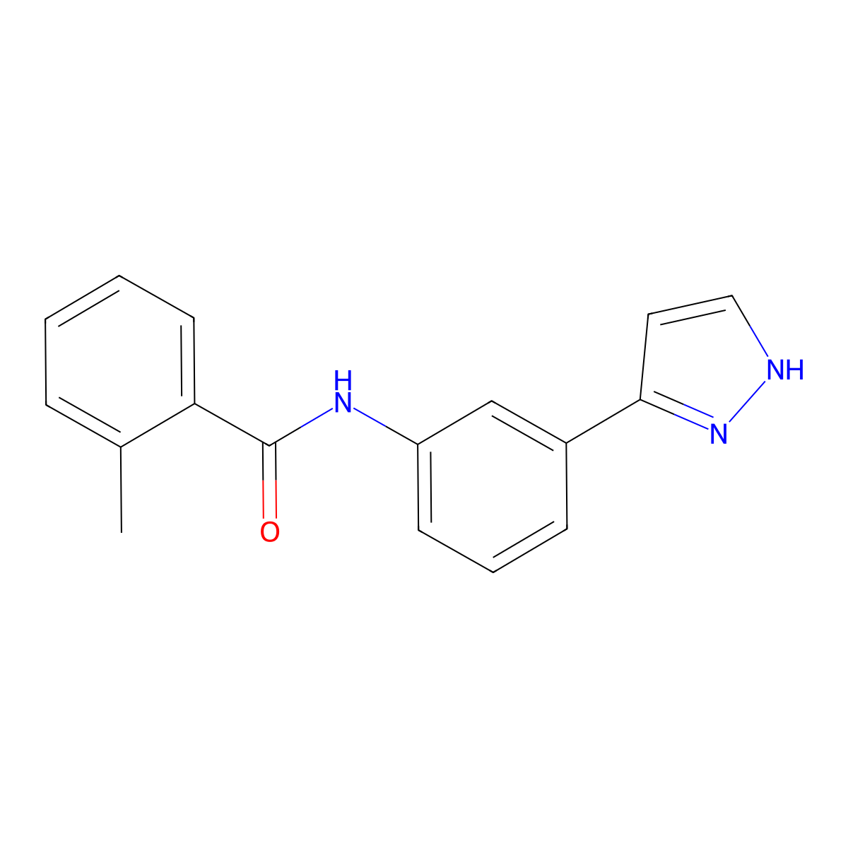N-(3-(1H-pyrazol-3-yl)phenyl)-2-methylbenzamide molecular structure, CAS 1187348-98-6