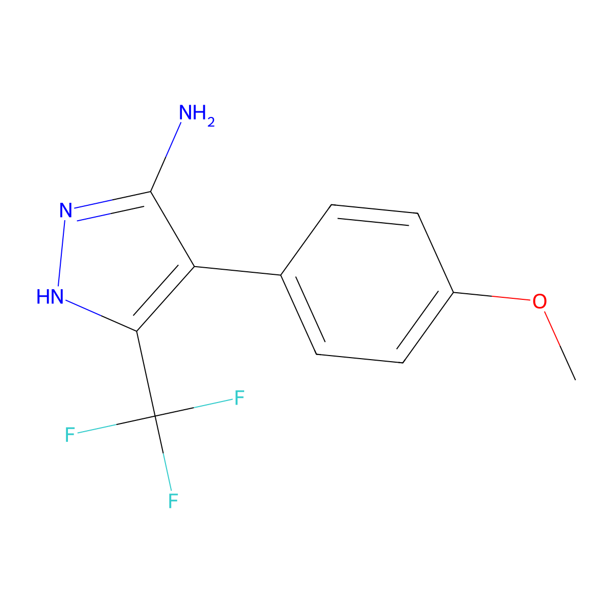 4-(4-methoxyphenyl)-5-(trifluoromethyl)-1H-pyrazol-3-amine molecular structure, CAS 1187349-26-3