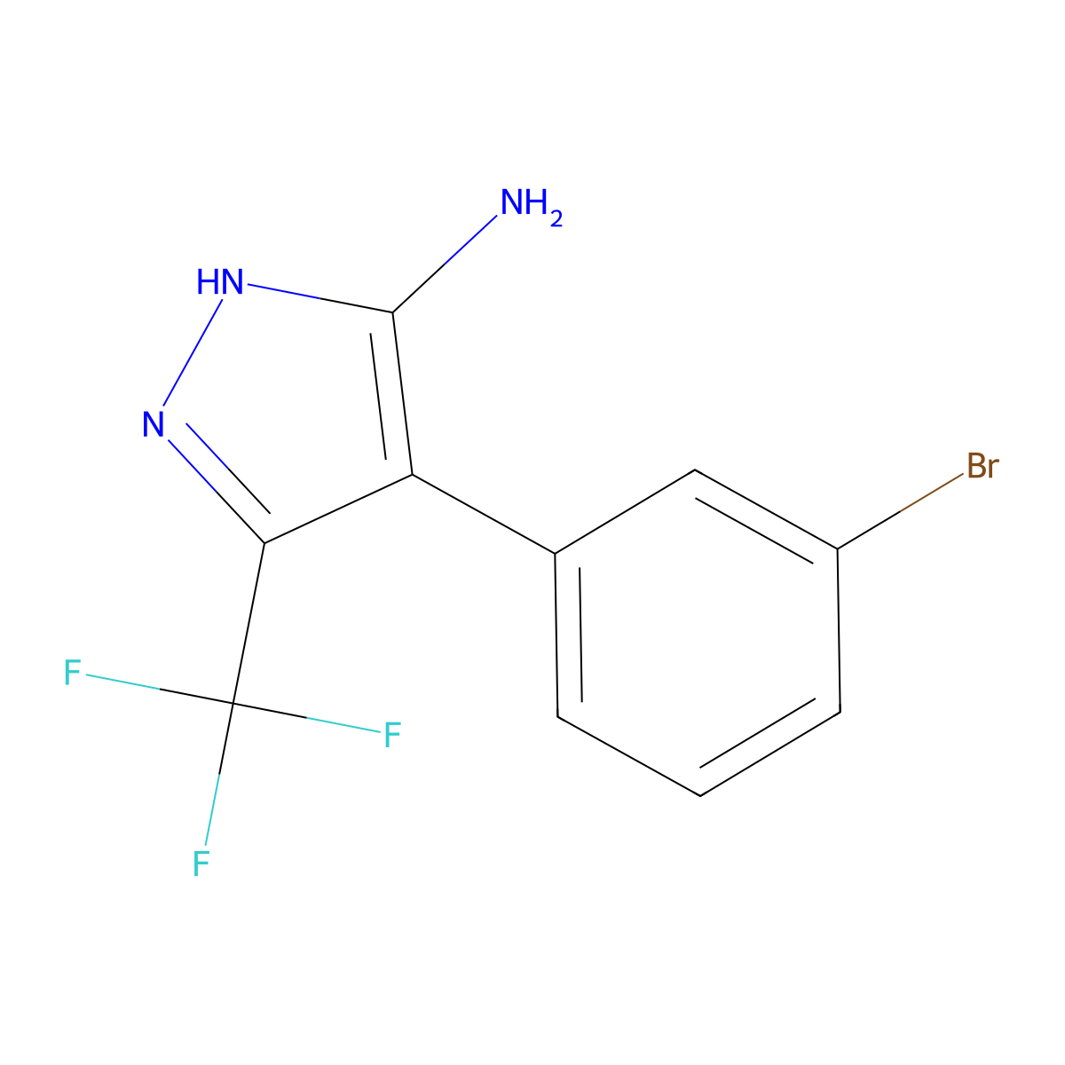 4-(3-Bromophenyl)-3-(trifluoromethyl)-1H-pyrazol-5-amine molecular structure, CAS 1187360-01-5