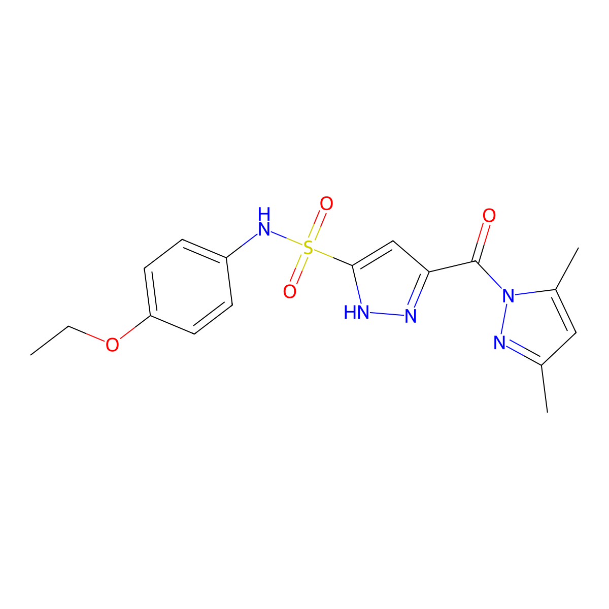 3-(3,5-dimethyl-1H-pyrazole-1-carbonyl)-N-(4-ethoxyphenyl)-1H-pyrazole-5-sulfonamide molecular structure, CAS 1187360-71-9
