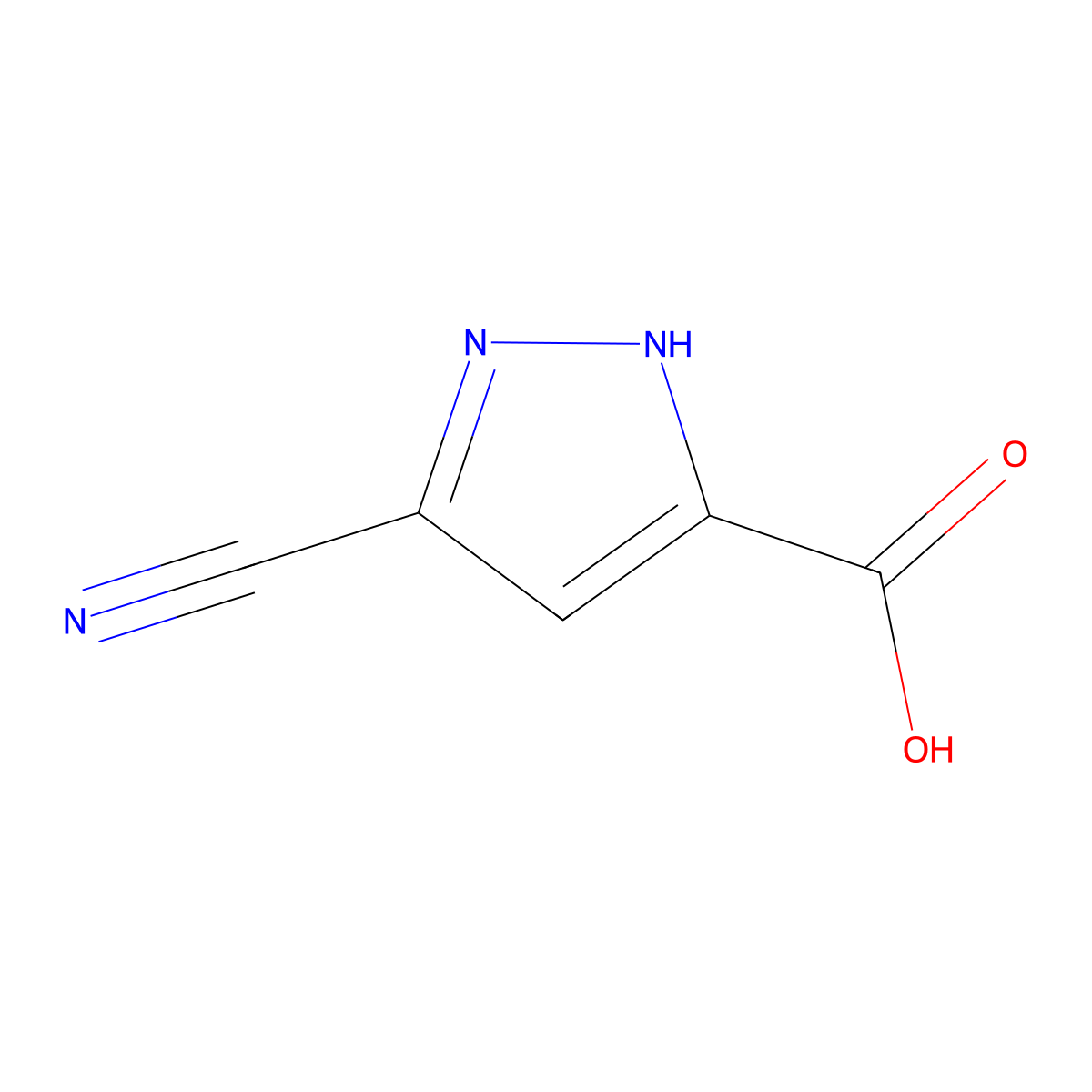 3-cyano-1H-pyrazole-5-carboxylic acid molecular structure, CAS 1187361-13-2