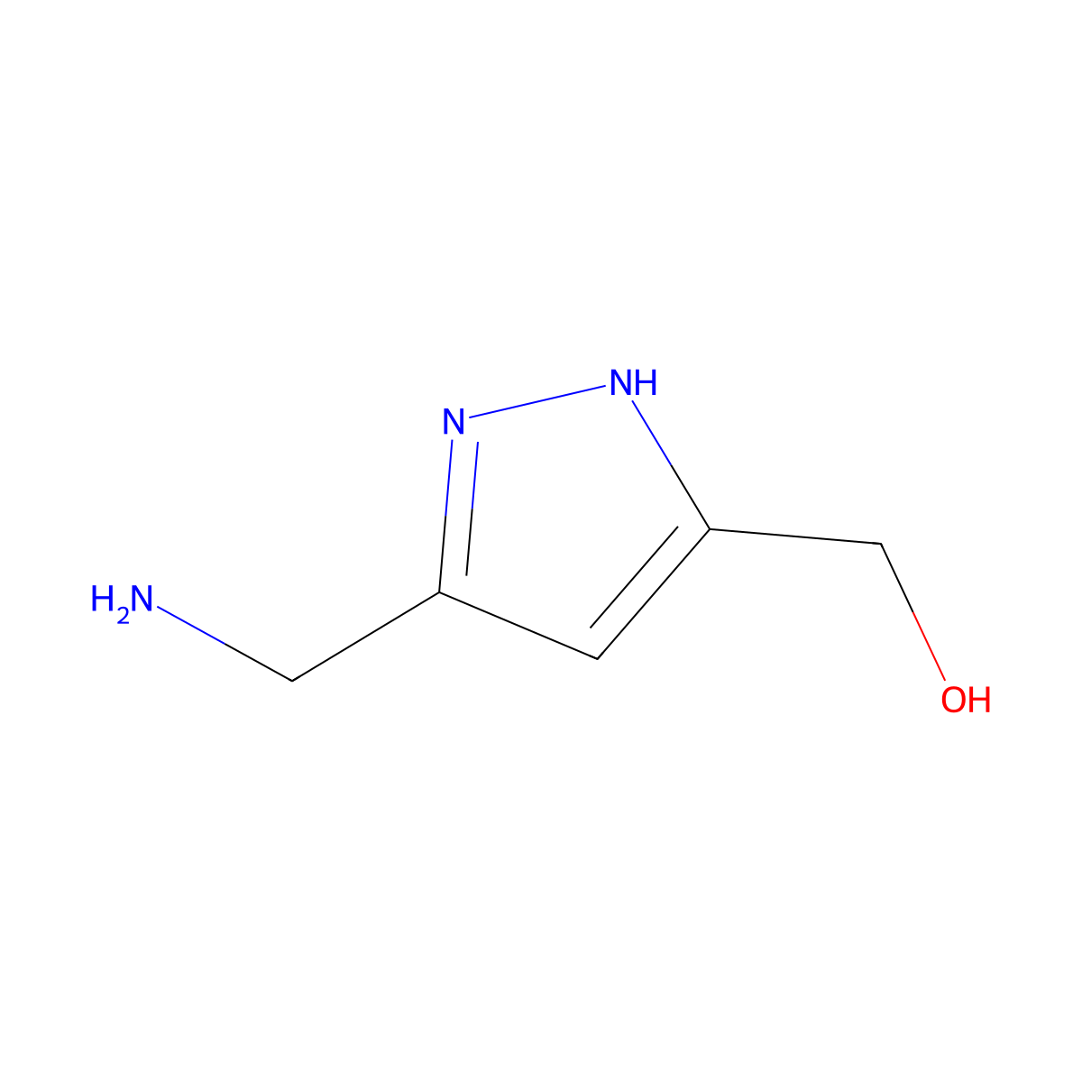 [3-(aminomethyl)-1H-pyrazol-5-yl]methanol molecular structure, CAS 1187361-15-4