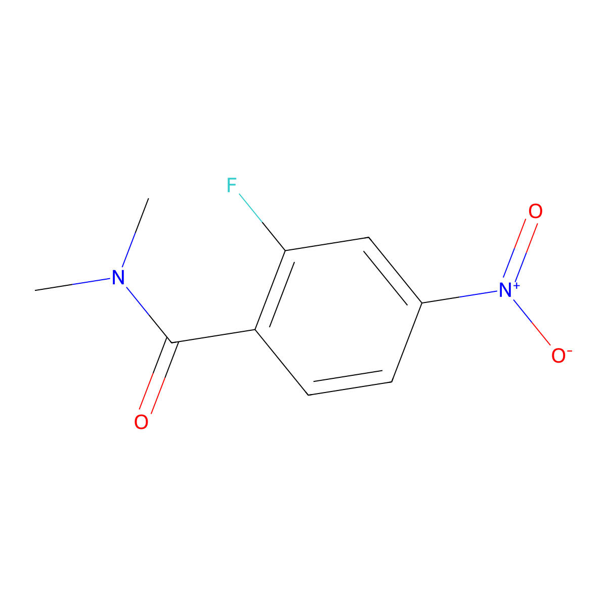 2-fluoro-N,N-dimethyl-4-nitro-benzamide molecular structure, CAS 1187368-66-6