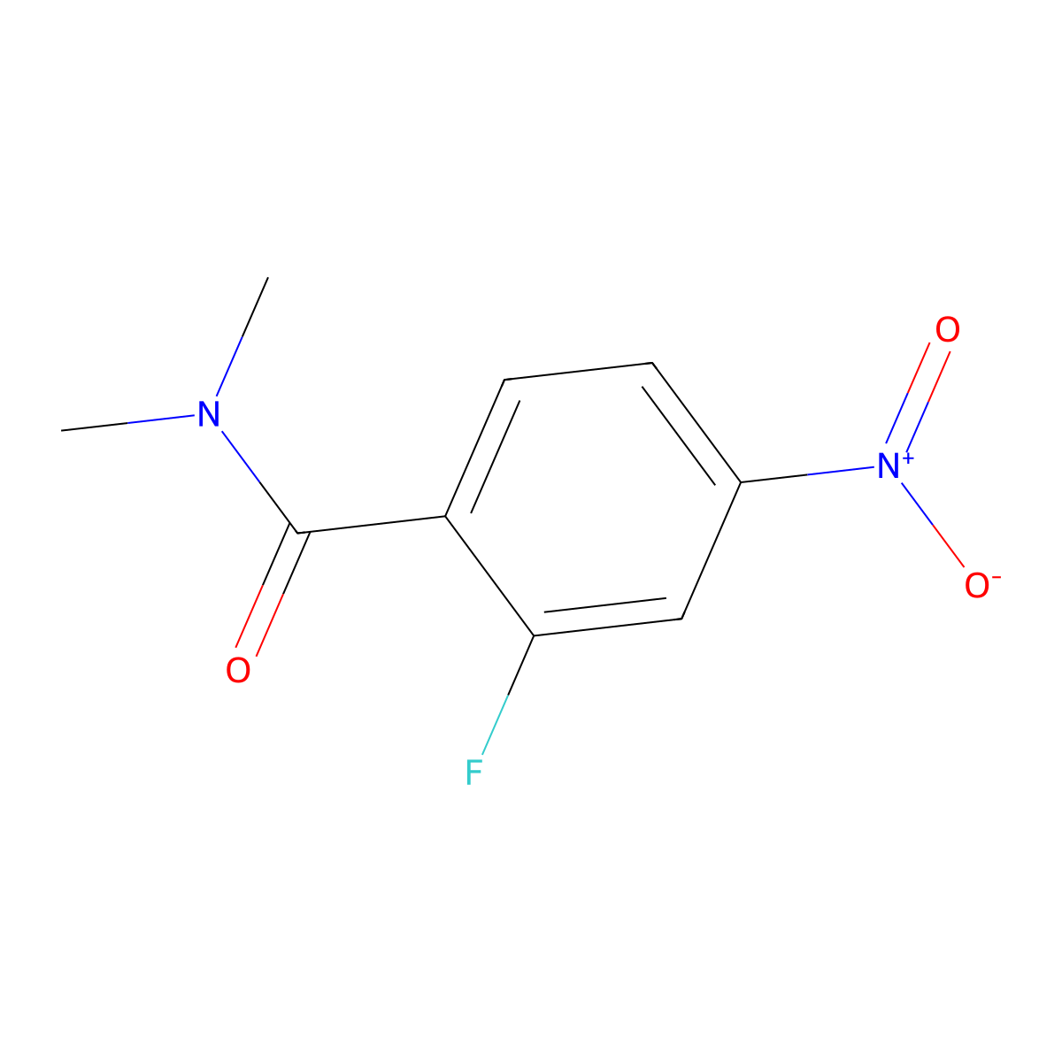 2-fluoro-N,N-dimethyl-4-nitro-benzamide molecular structure, CAS 1187368-66-6