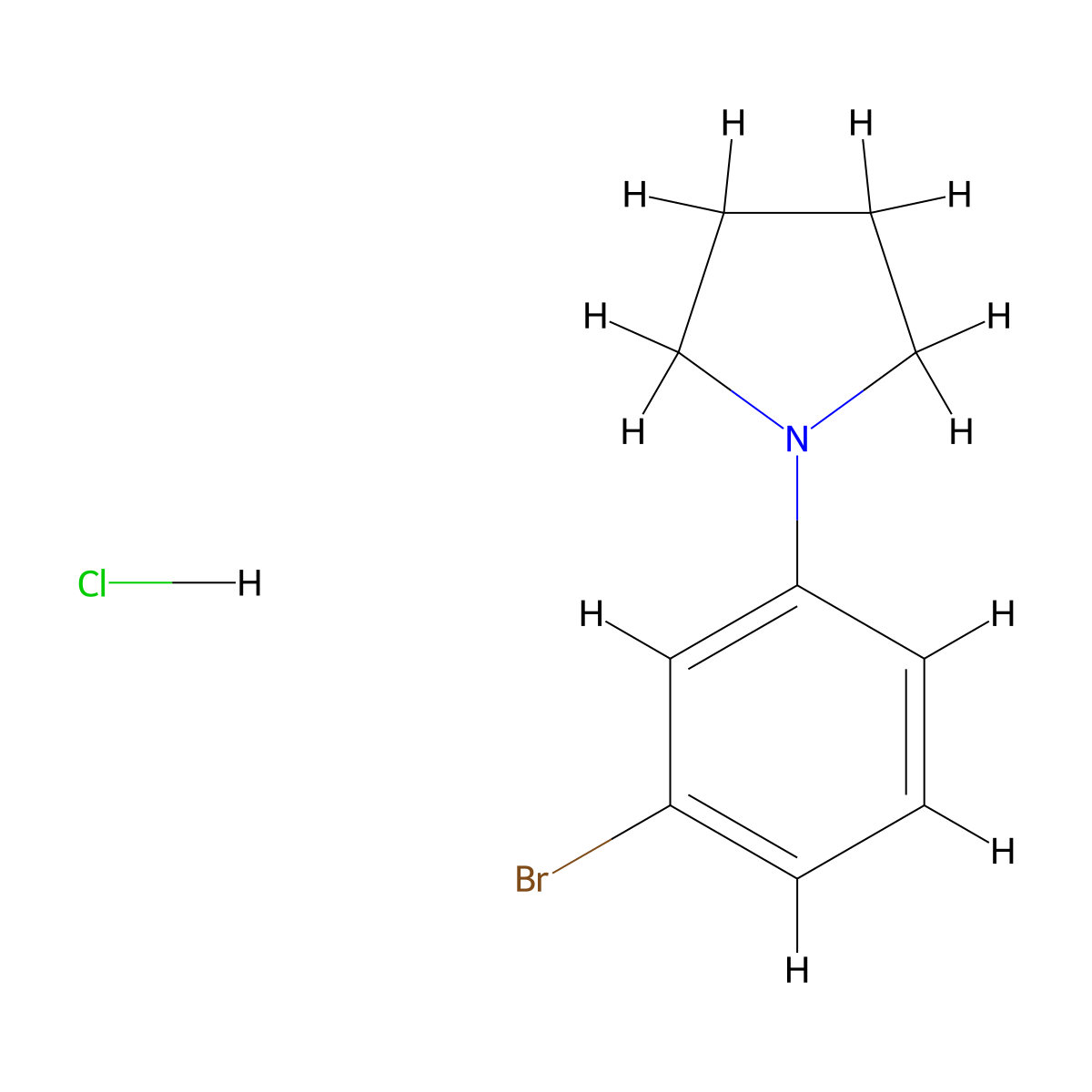 1-(3-Bromophenyl)pyrrolidine--hydrogen chloride (1/1) molecular structure, CAS 1187385-56-3