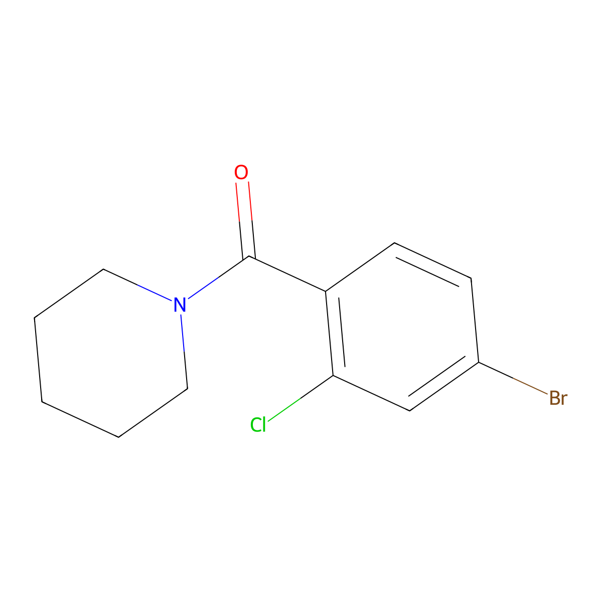 (4-Bromo-2-chlorophenyl)(piperidin-1-yl)methanone molecular structure, CAS 1187385-58-5
