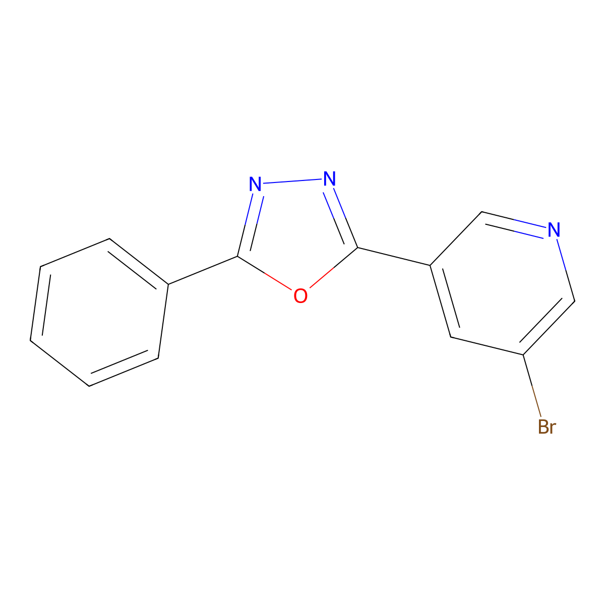 2-(5-Bromopyridin-3-YL)-5-phenyl-1,3,4-oxadiazole molecular structure, CAS 1187385-63-2
