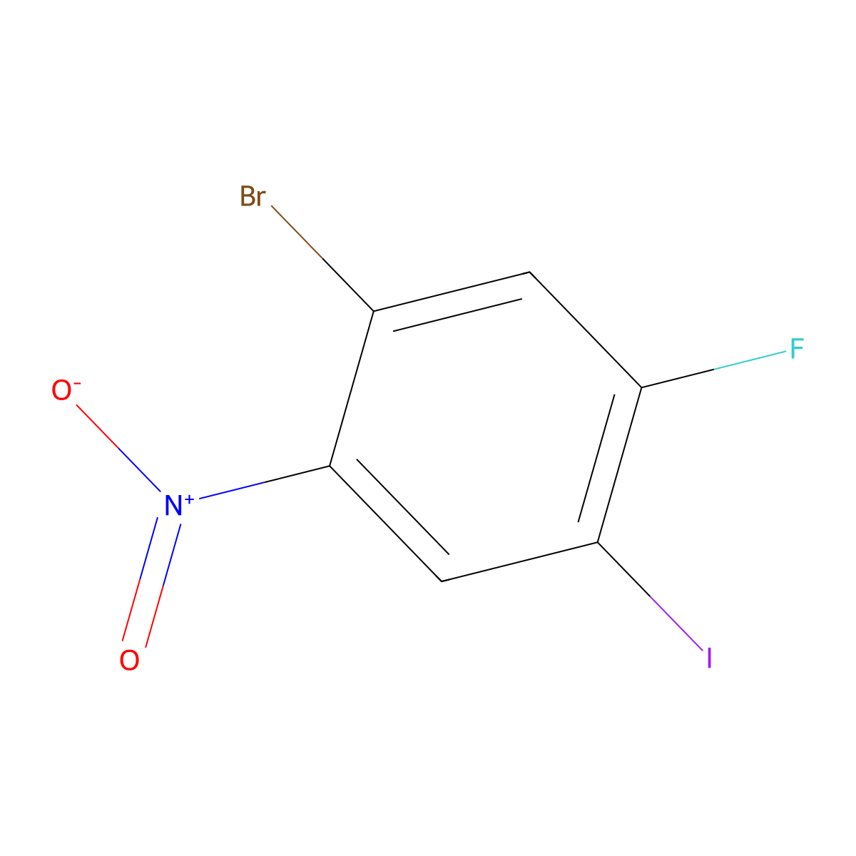 1-Bromo-5-fluoro-4-iodo-2-nitrobenzene molecular structure, CAS 1187385-70-1