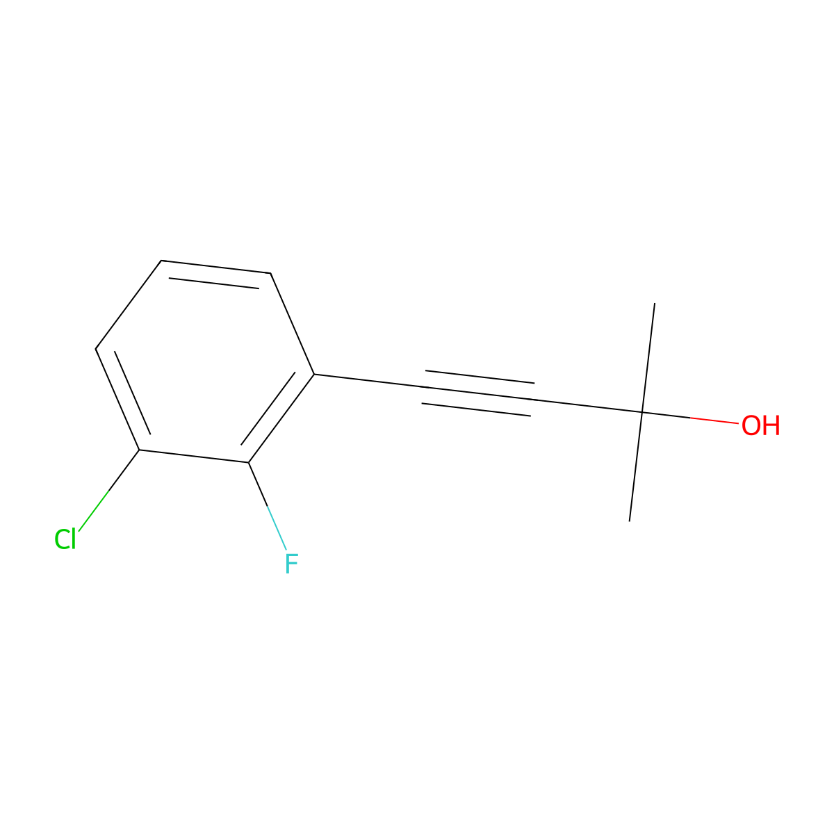 4-(3-Chloro-2-fluorophenyl)-2-methylbut-3-YN-2-OL molecular structure, CAS 1187385-72-3