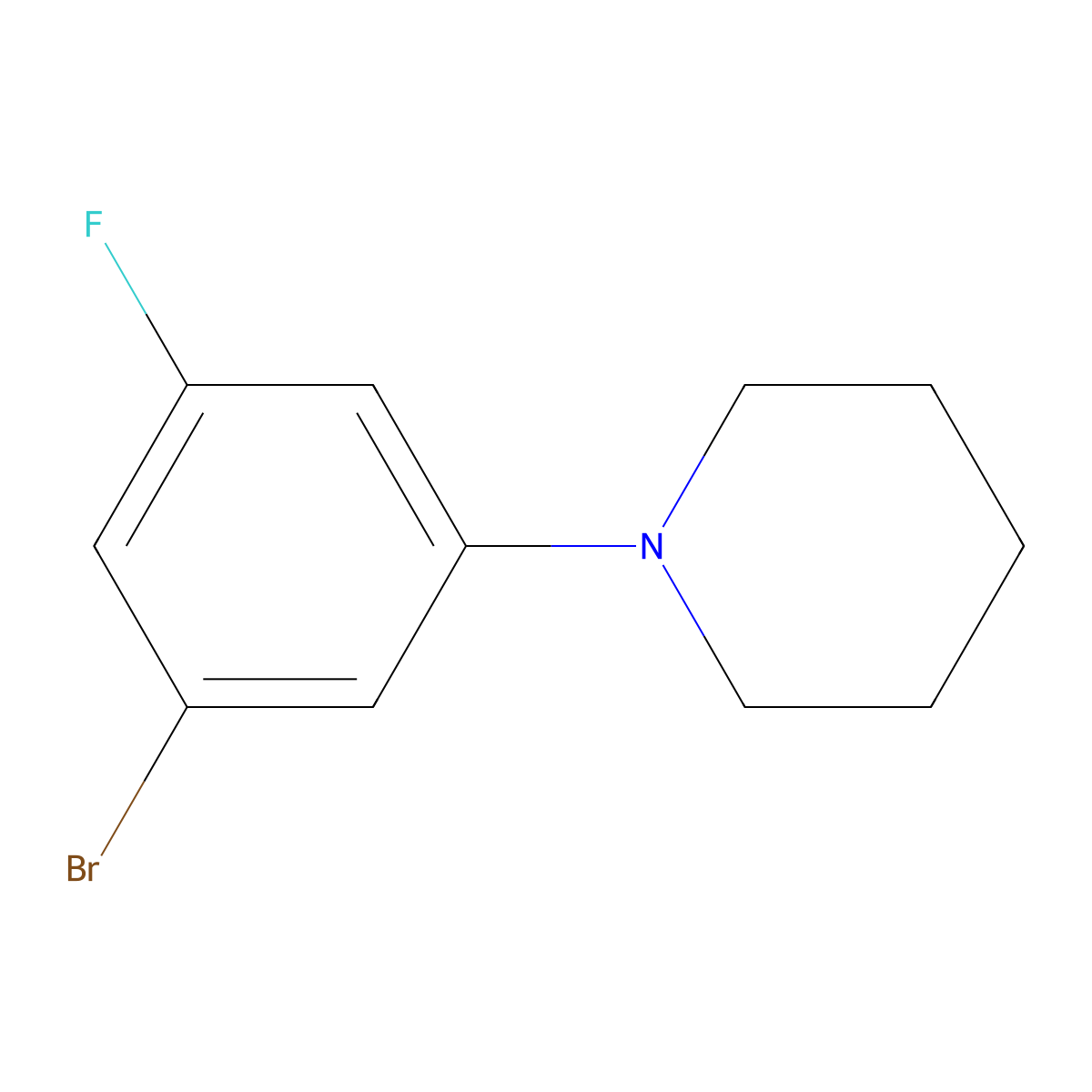 1-Bromo-3-fluoro-5-piperidinobenzene molecular structure, CAS 1187385-76-7
