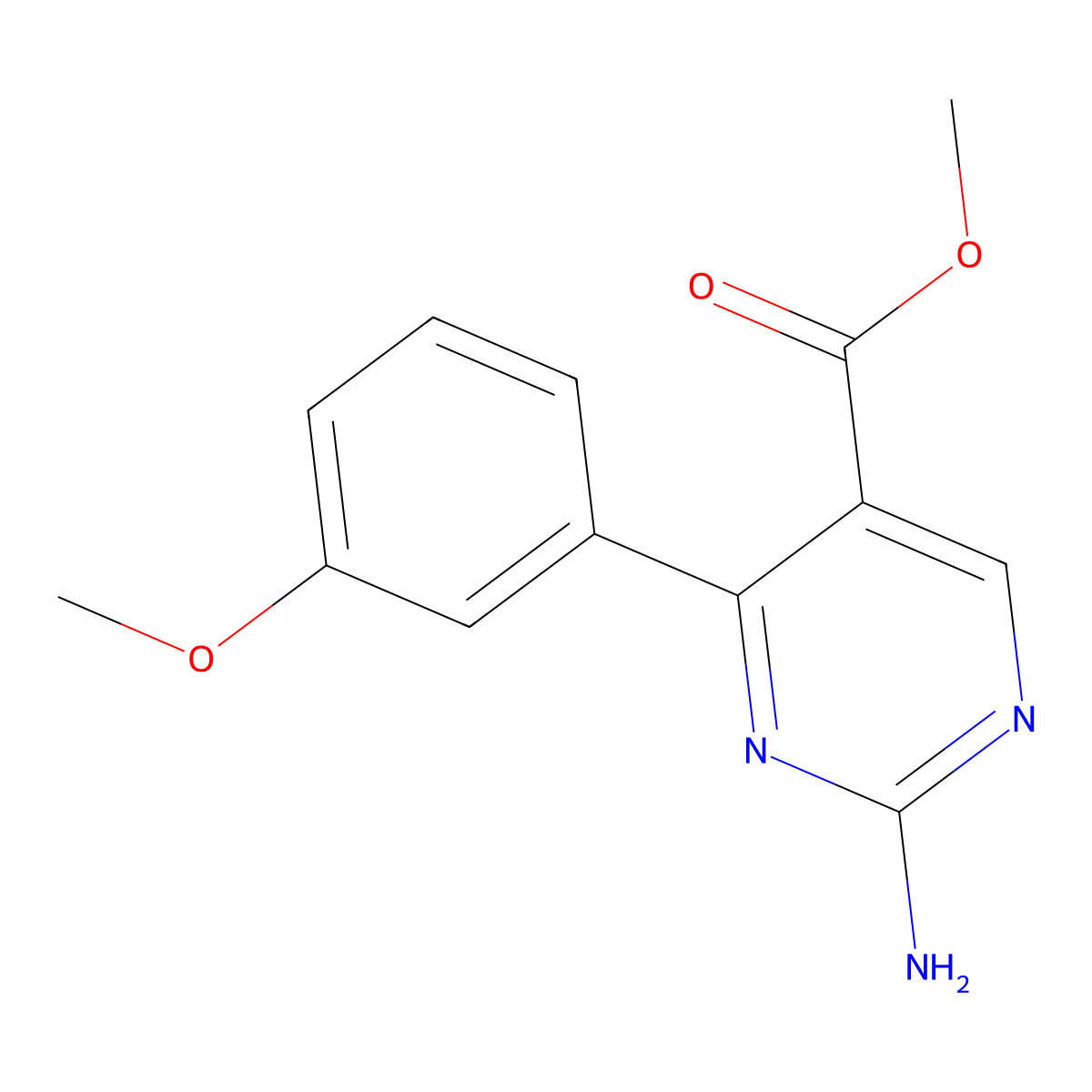 Methyl 2-amino-4-(3-methoxyphenyl)pyrimidine-5-carboxylate molecular structure, CAS 1187385-80-3