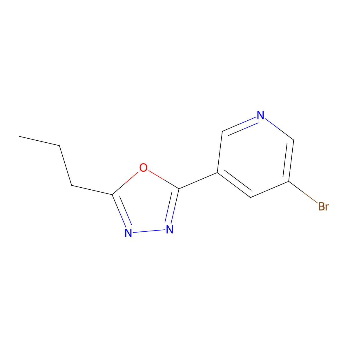 2-(5-Bromopyridin-3-YL)-5-propyl-1,3,4-oxadiazole molecular structure, CAS 1187385-81-4