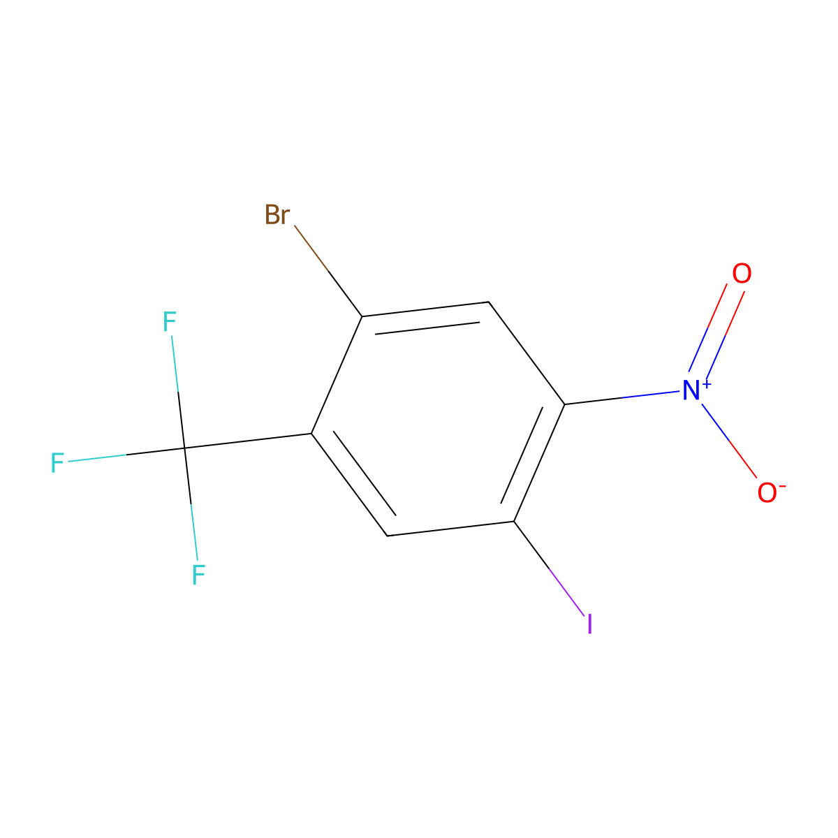 1-Bromo-4-iodo-5-nitro-2-(trifluoromethyl)benzene molecular structure, CAS 1187385-82-5