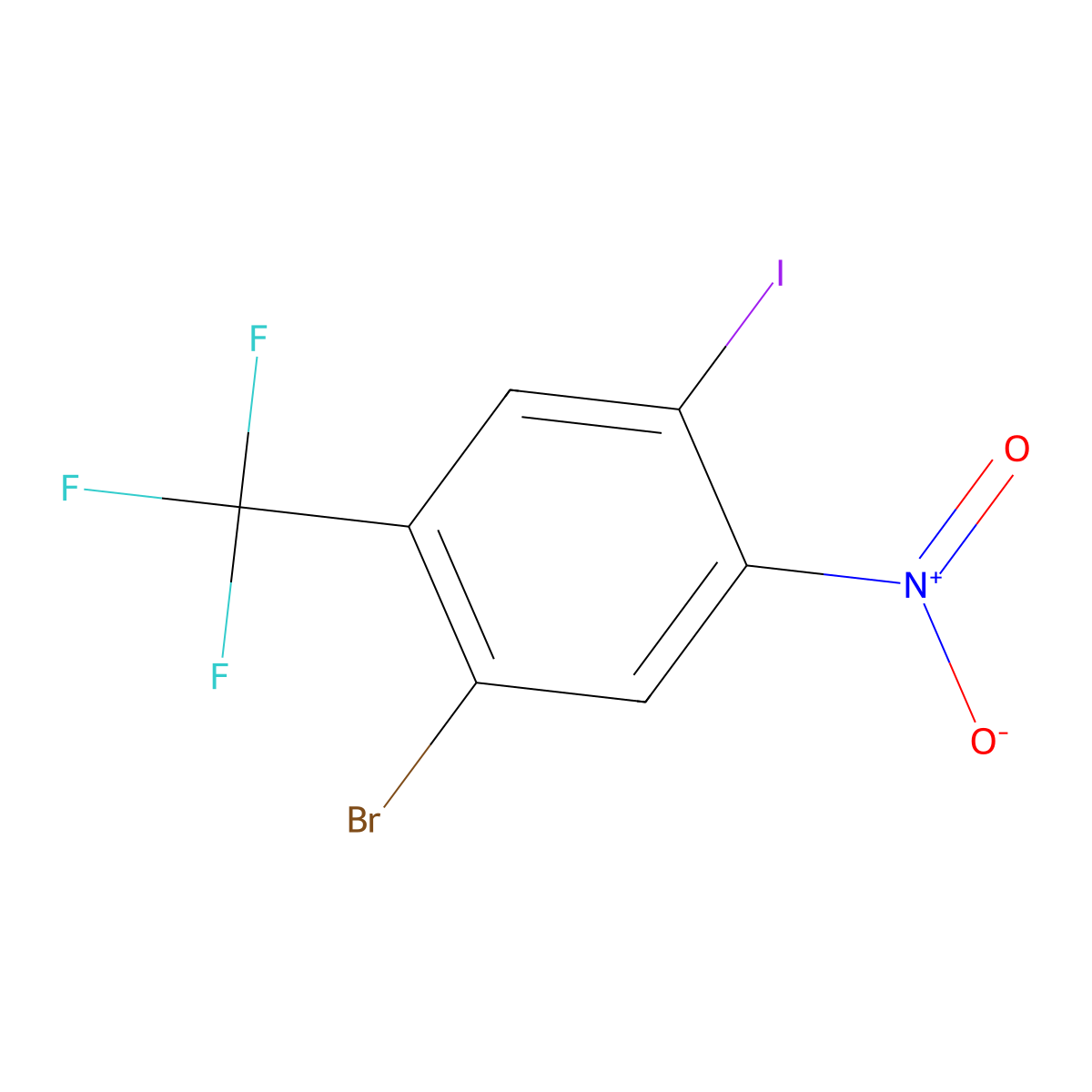 1-Bromo-4-iodo-5-nitro-2-(trifluoromethyl)benzene molecular structure, CAS 1187385-82-5