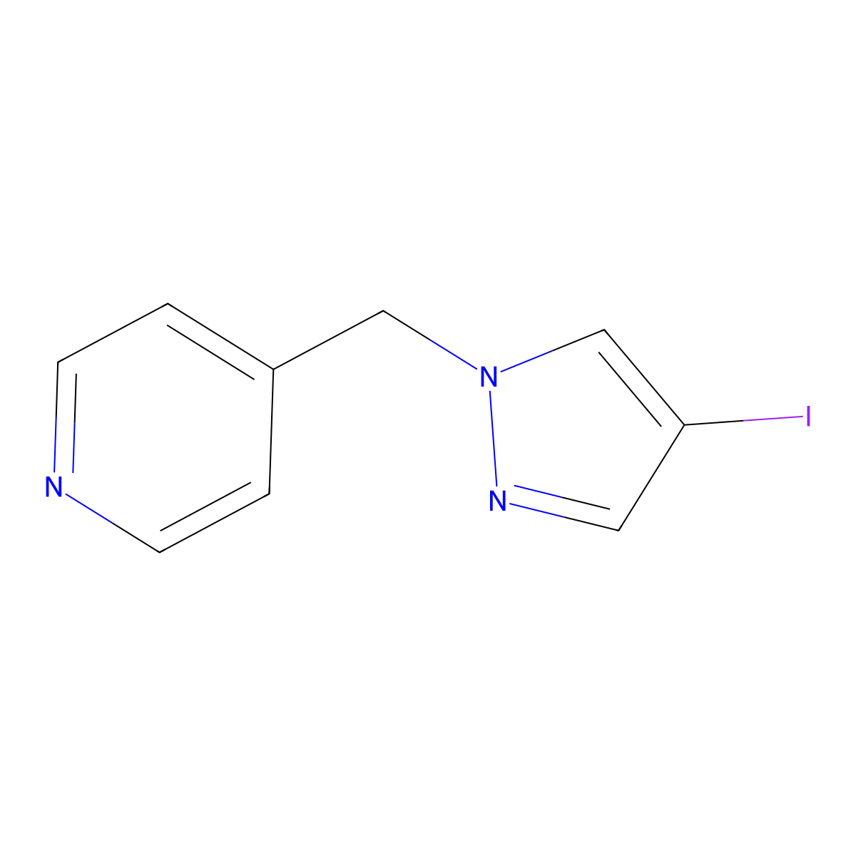4-((4-Iodo-1H-pyrazol-1-yl)methyl)pyridine molecular structure, CAS 1187385-85-8