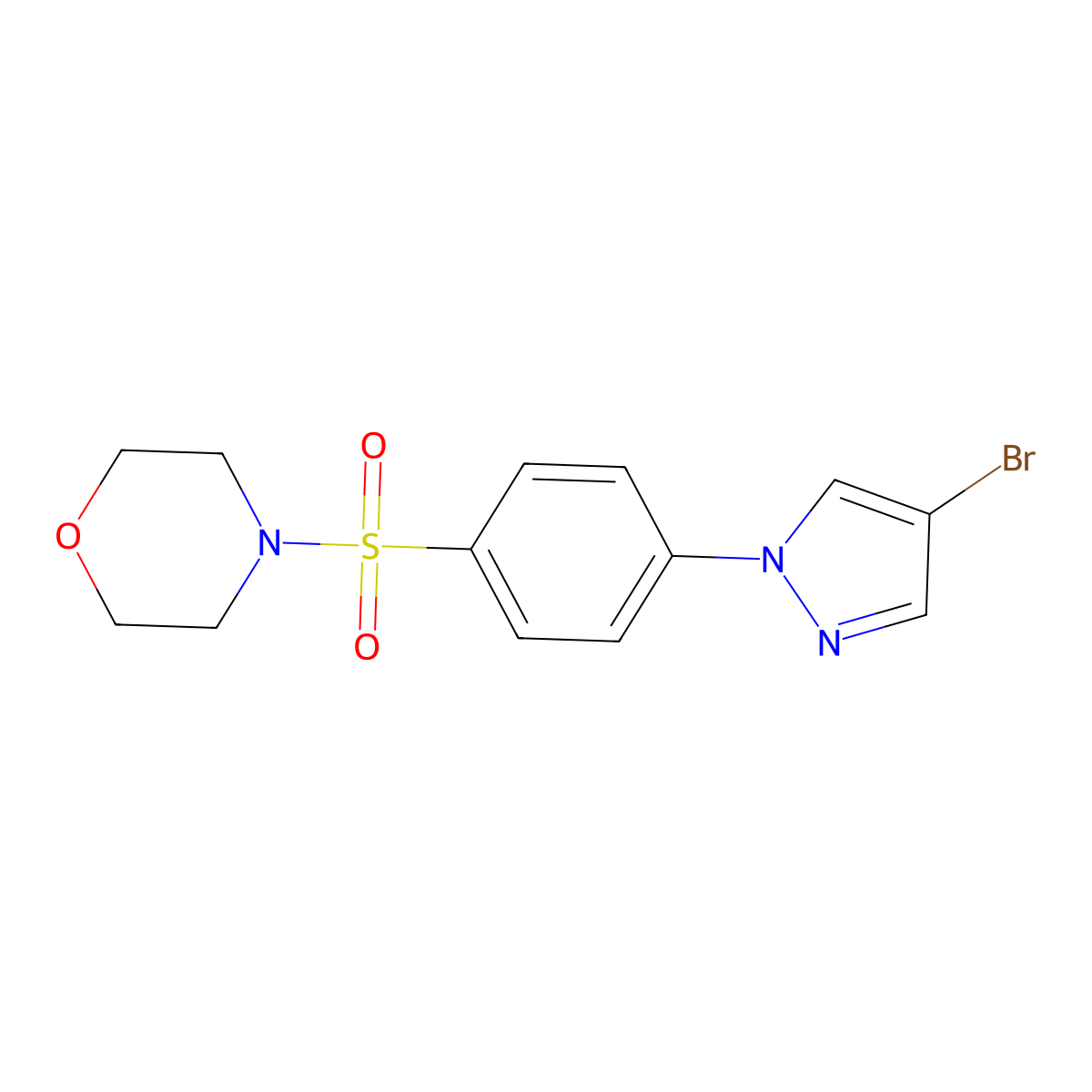 4-Bromo-1-(4-morpholinosulfonylphenyl)pyrazole molecular structure, CAS 1187385-89-2