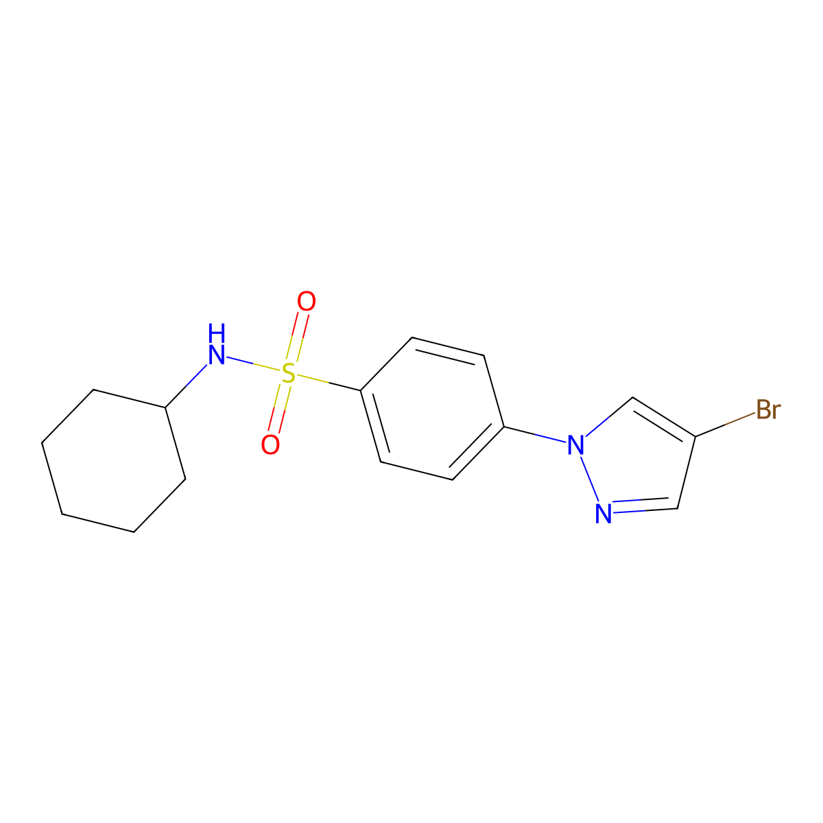 N-Cyclohexyl 4-(4-bromopyrazol-1-YL)benzenesulfonamide molecular structure, CAS 1187385-90-5