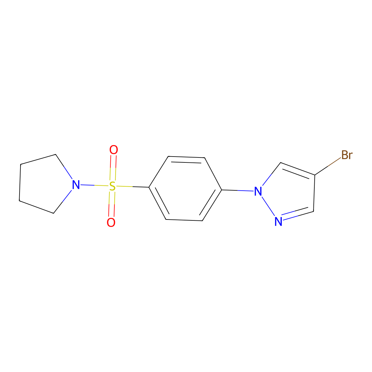 4-Bromo-1-(4-pyrrolidinosulfonylphenyl)pyrazole molecular structure, CAS 1187385-91-6