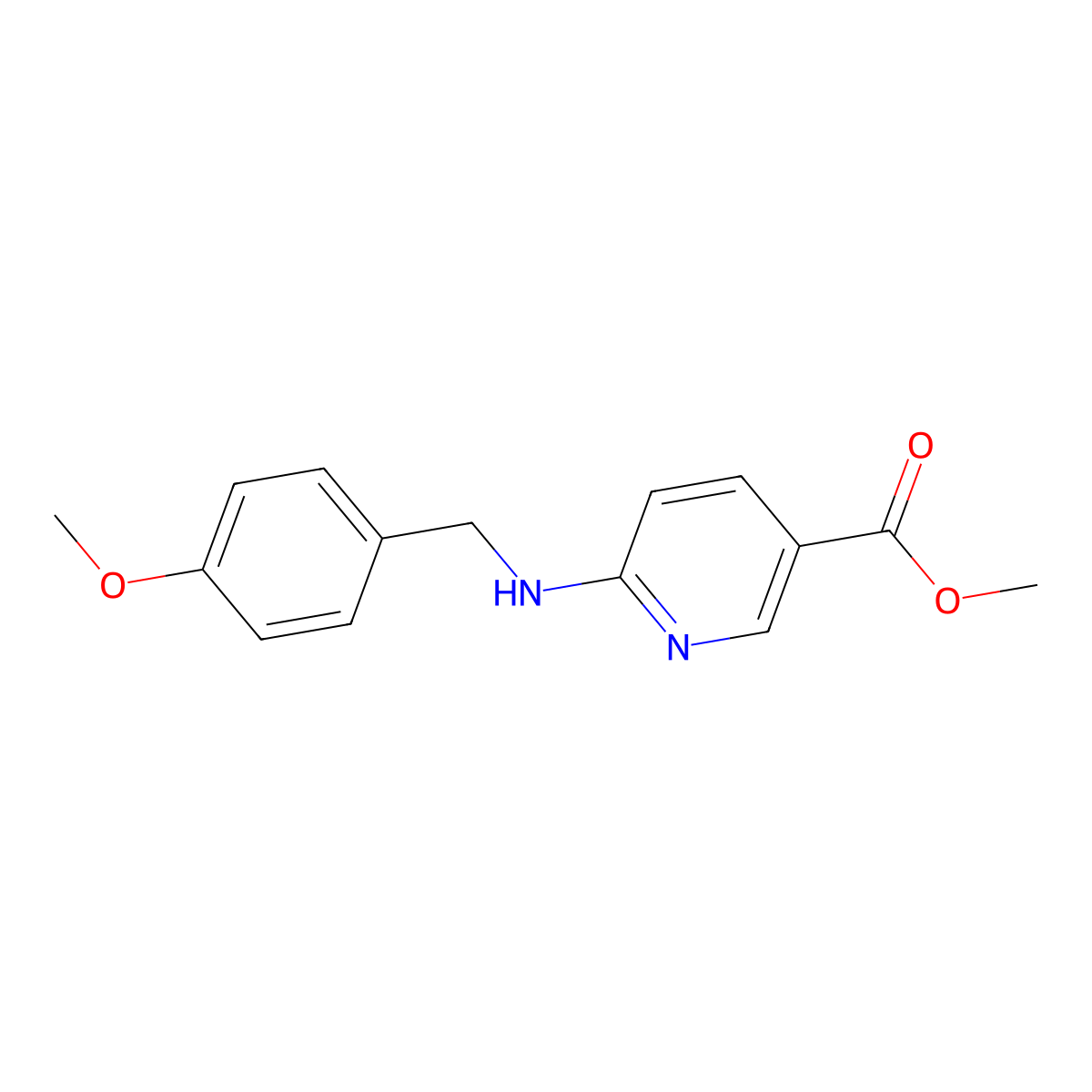 Methyl 6-((4-methoxybenzyl)amino)nicotinate molecular structure, CAS 1187385-93-8