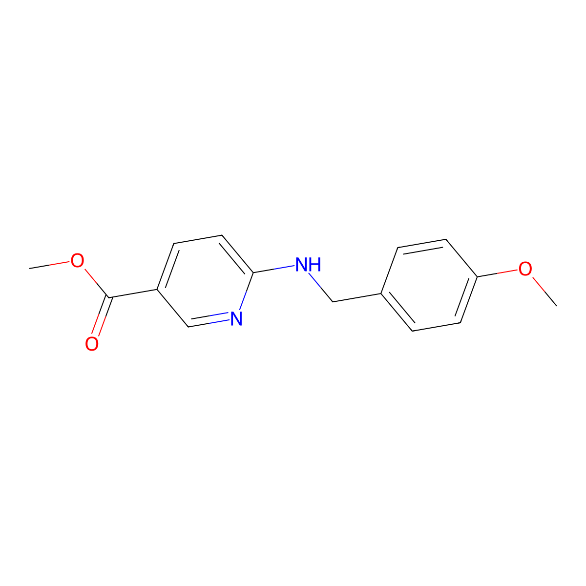 Methyl 6-((4-methoxybenzyl)amino)nicotinate molecular structure, CAS 1187385-93-8
