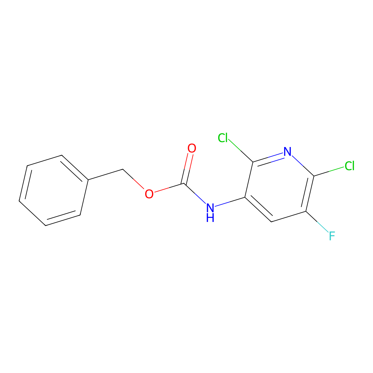 Benzyl (2,6-dichloro-5-fluoropyridin-3-yl)carbamate molecular structure, CAS 1187385-97-2