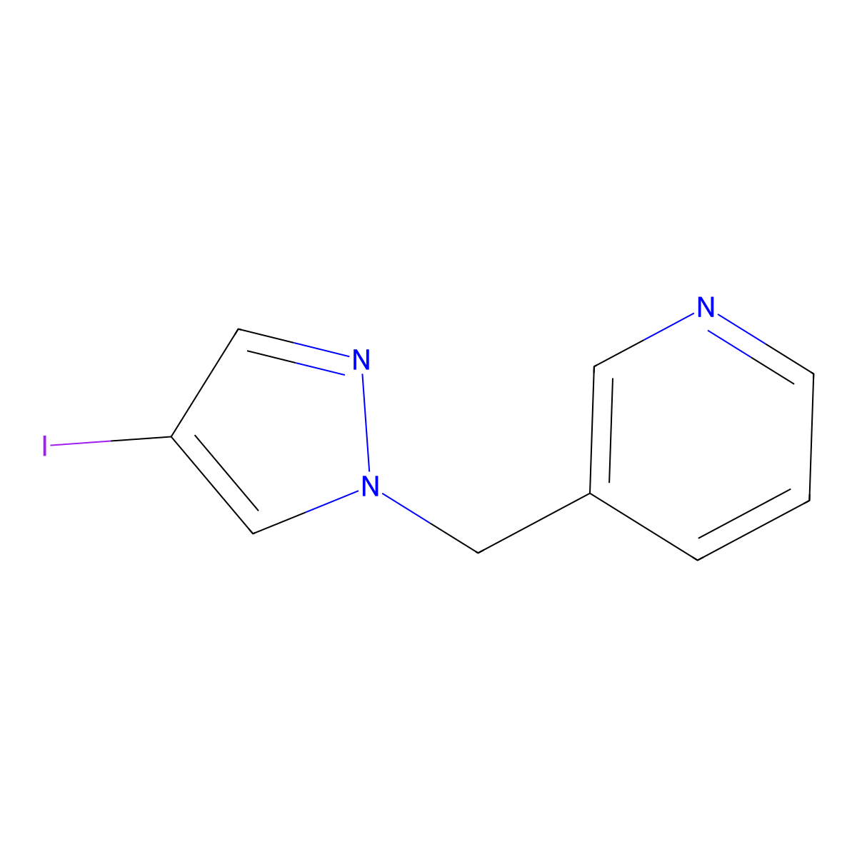 3-((4-Iodo-1H-pyrazol-1-yl)methyl)pyridine molecular structure, CAS 1187386-00-0