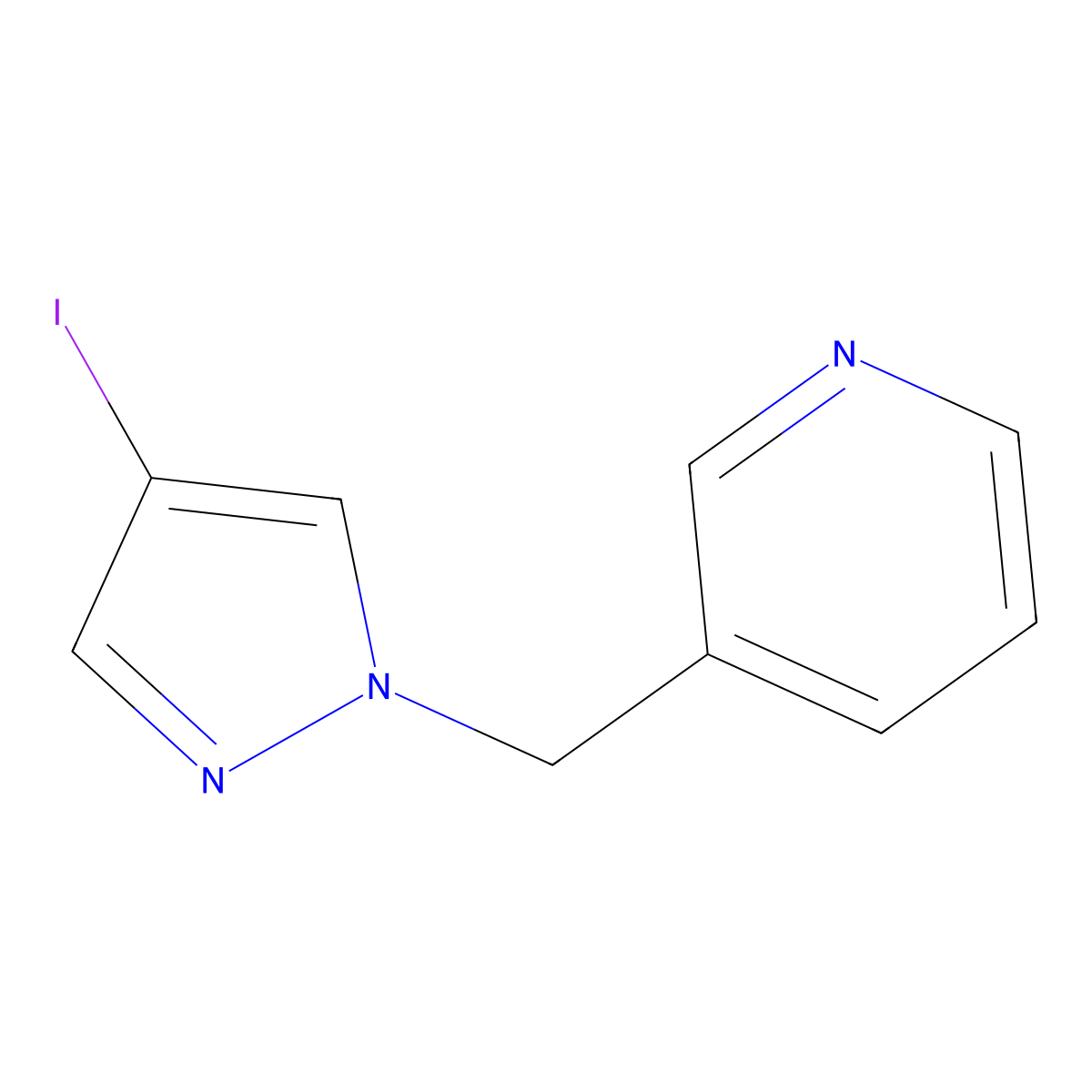 3-((4-Iodo-1H-pyrazol-1-yl)methyl)pyridine molecular structure, CAS 1187386-00-0