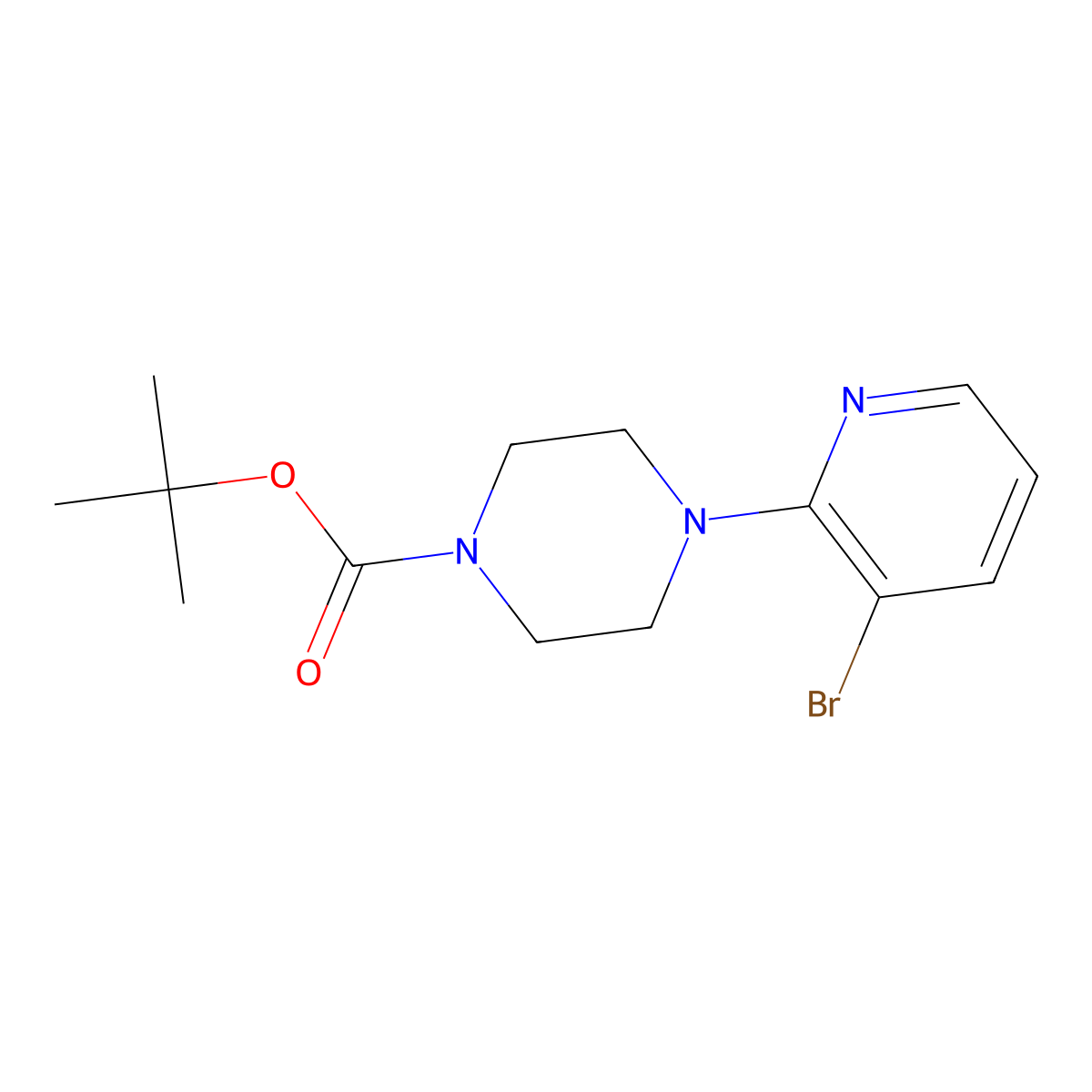 tert-Butyl 4-(3-bromopyridin-2-yl)piperazine-1-carboxylate molecular structure, CAS 1187386-01-1