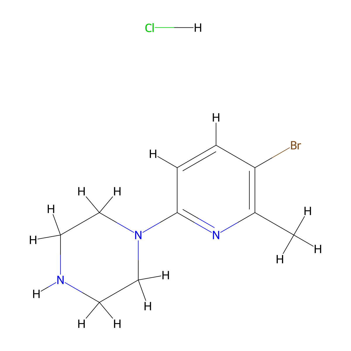 1-(5-Bromo-6-methylpyridin-2-yl)piperazine hydrochloride molecular structure, CAS 1187386-04-4