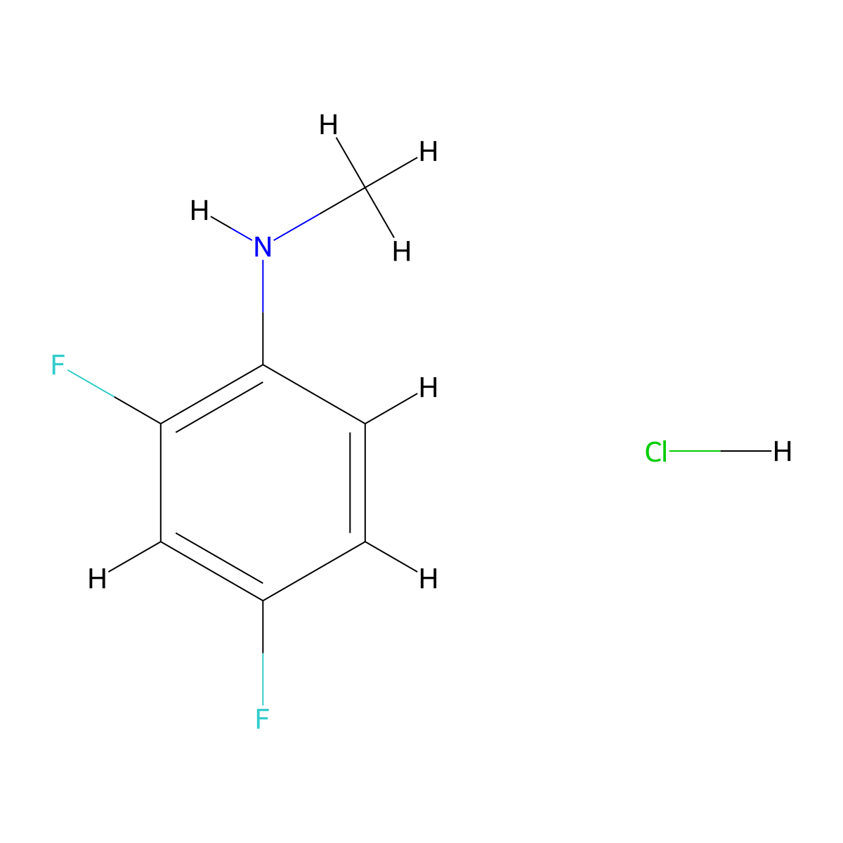 2,4-Difluoro-N-methylaniline hydrochloride molecular structure, CAS 1187386-15-7