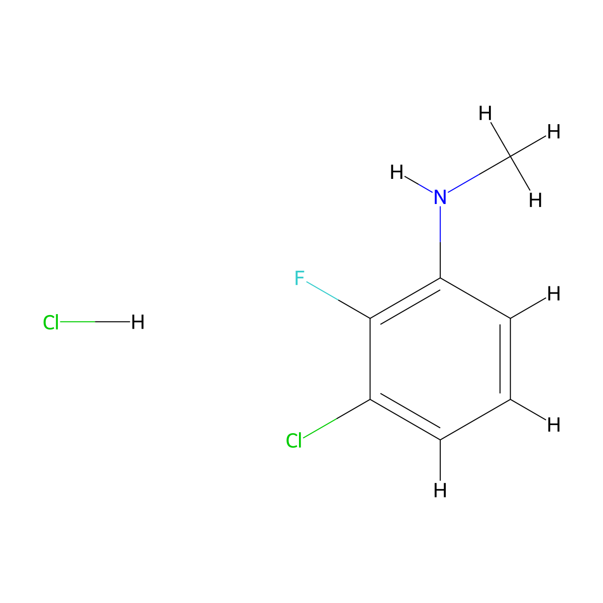 3-Chloro-2-fluoro-N-methylaniline hydrochloride molecular structure, CAS 1187386-17-9